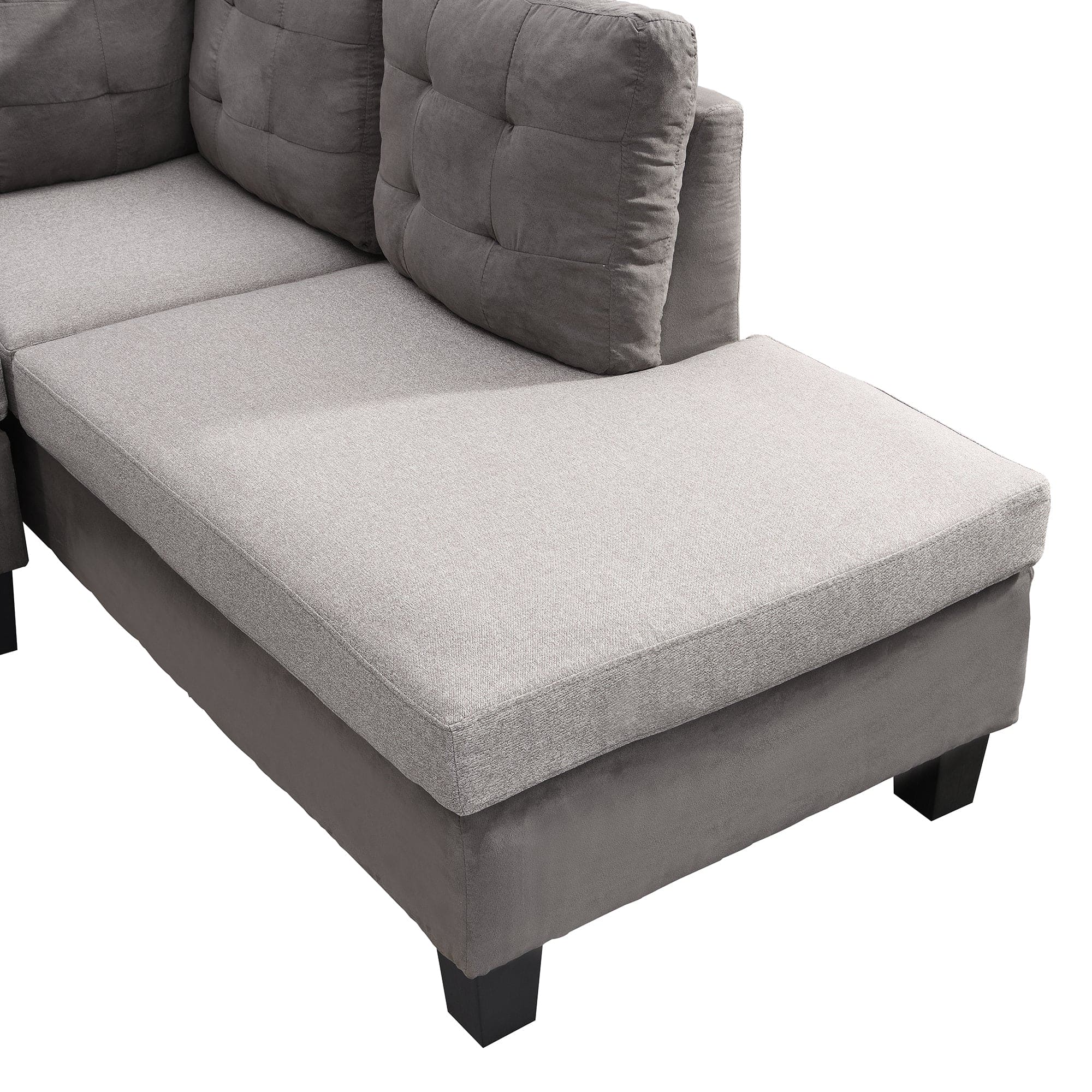 Sofa Set  for Living Room with Chaise Lounge and Storage Ottoman Living Room Furniture  Gray