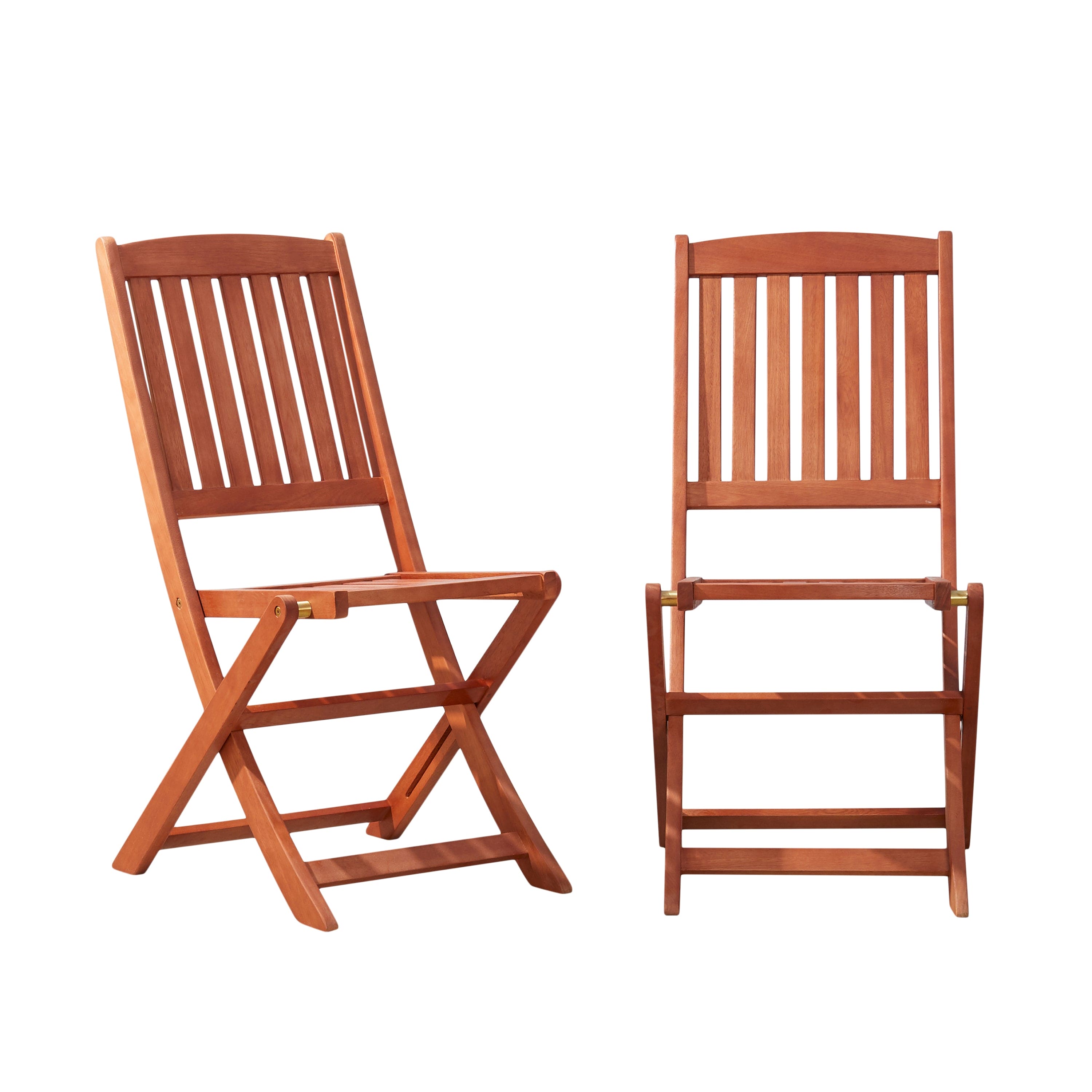 Lucius Reddish Brown Patio Folding Chairs (Set of 2)