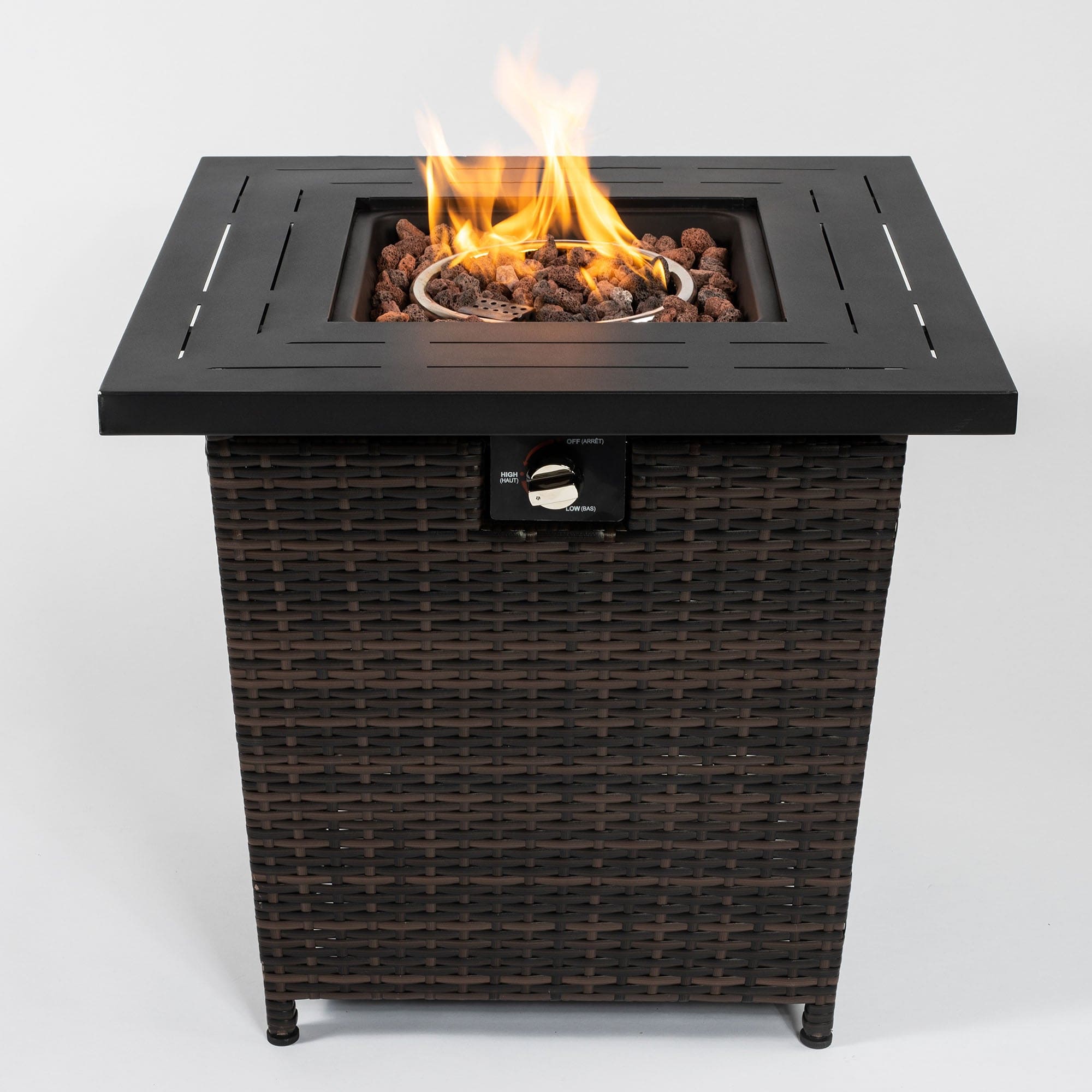 28inch Wicker Square Fire Pit Table