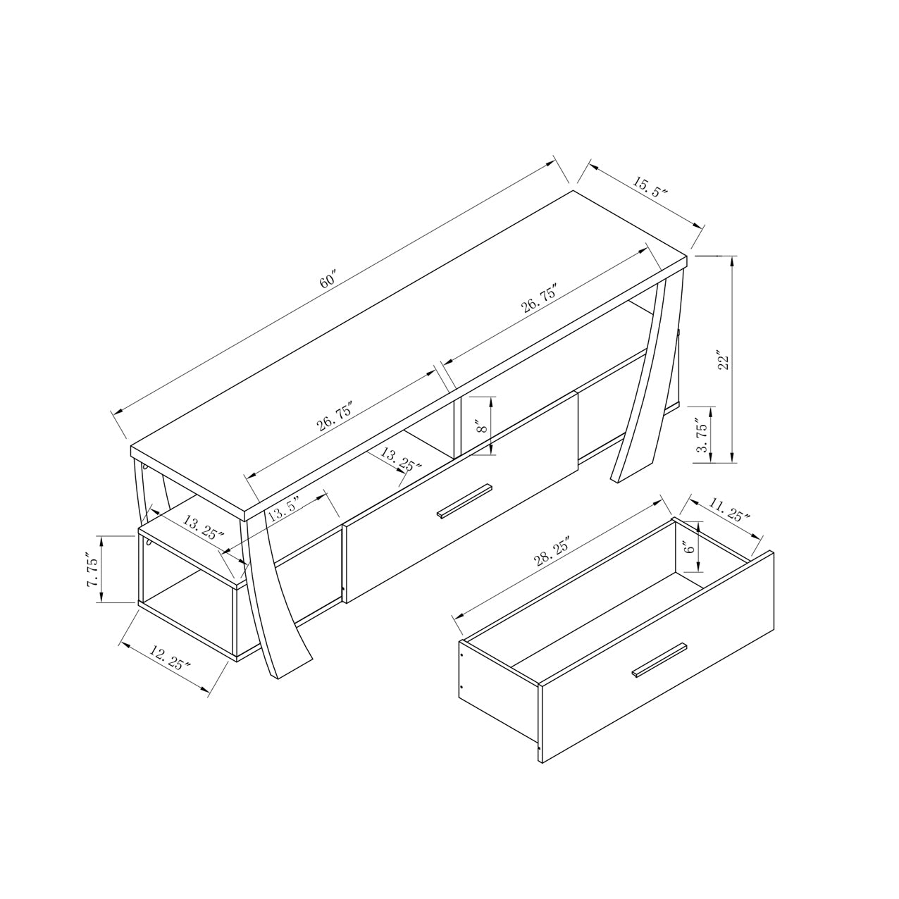 ID USA  223065 TV Stand White