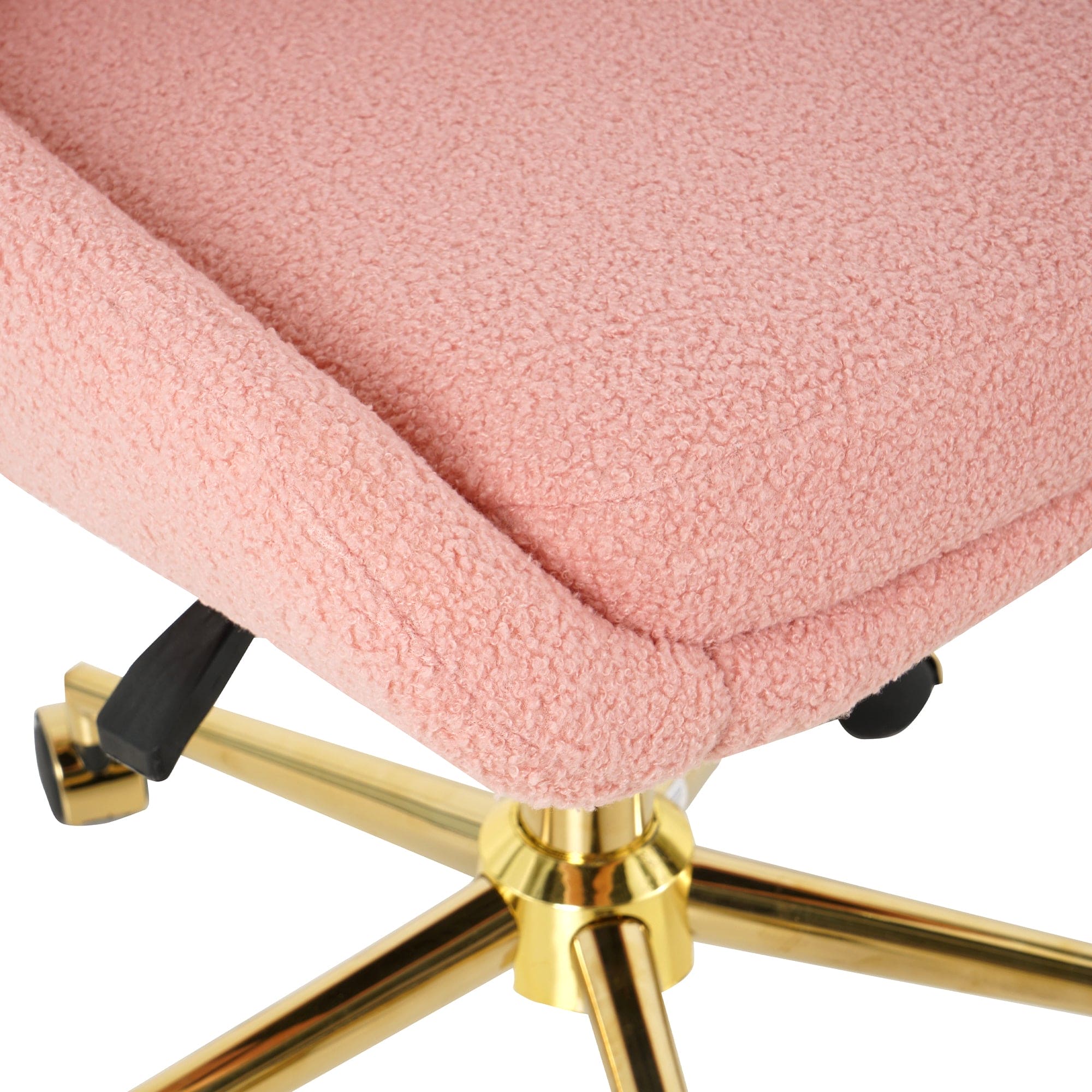 Modern teddy fleece fabric with gold legs living room furniture dining chair, soft and comfortable, lift adjustment, free movement convenient, space saving. (set of 1)