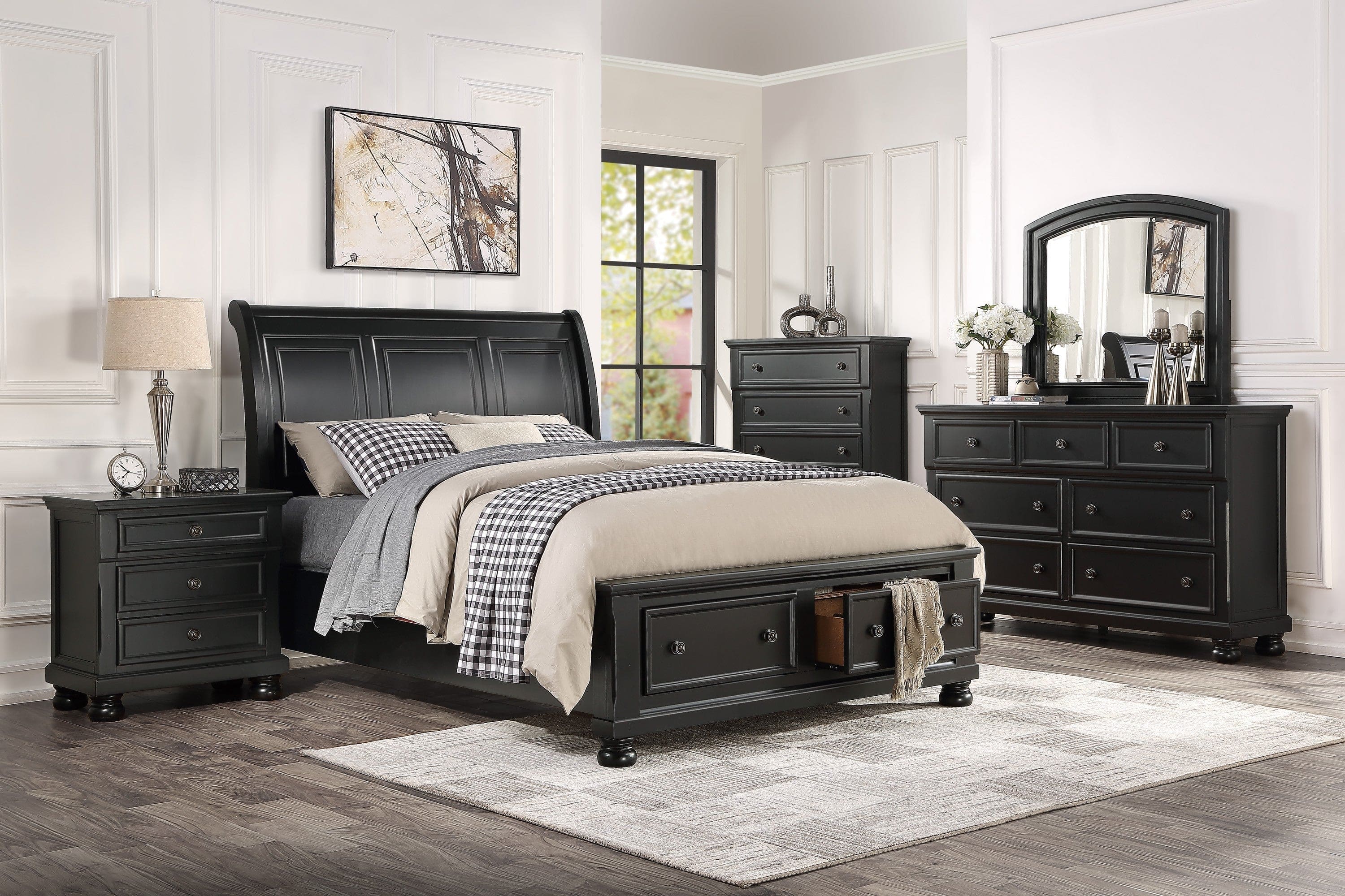 Casual Transitional Styling 1pc Chest of Drawers Black Finish Bun Feet Bedroom Furniture