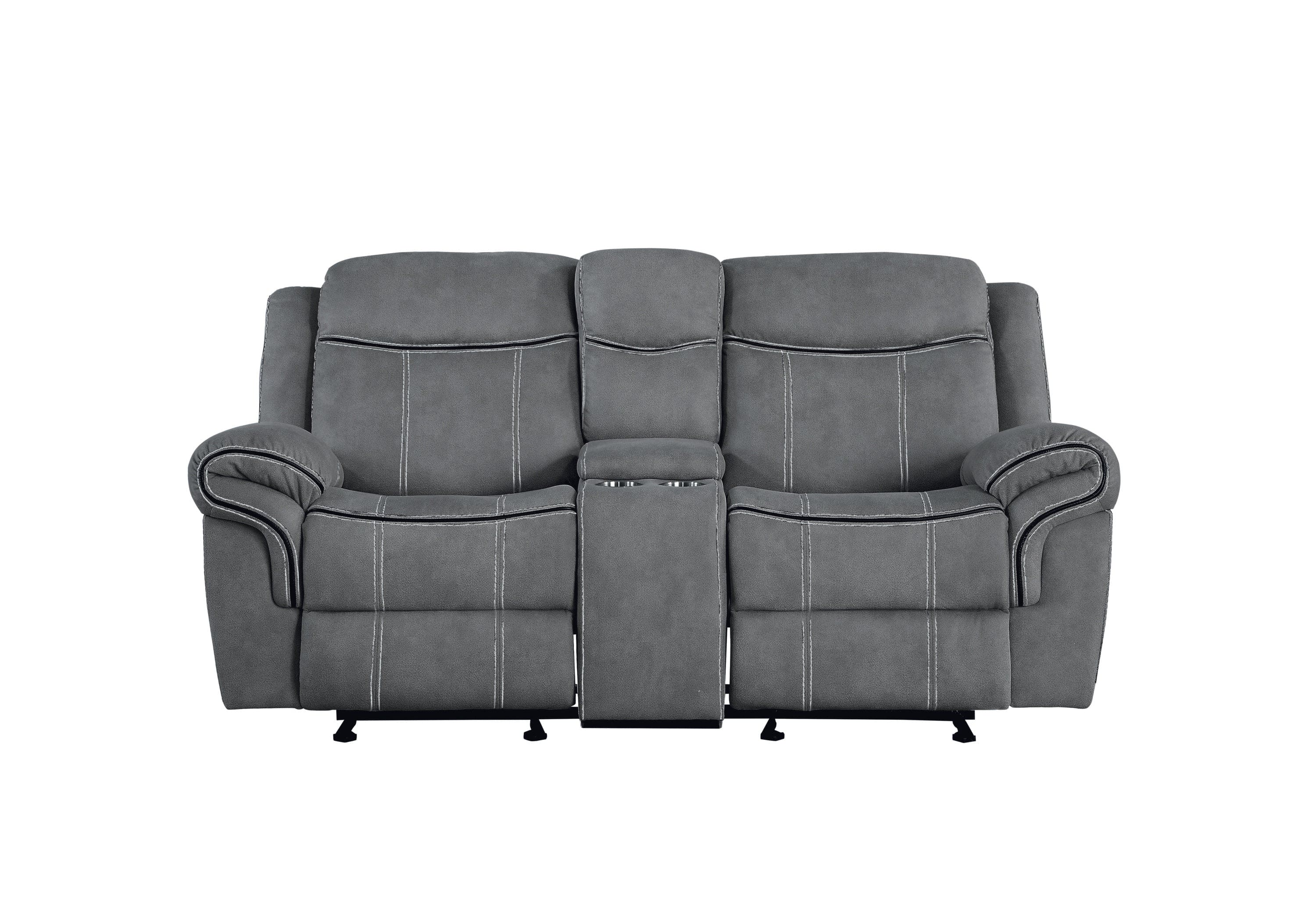 ACME Zubaida Loveseat w/Console (Glider & Motion), 2-Tone Gray Velvet 55026