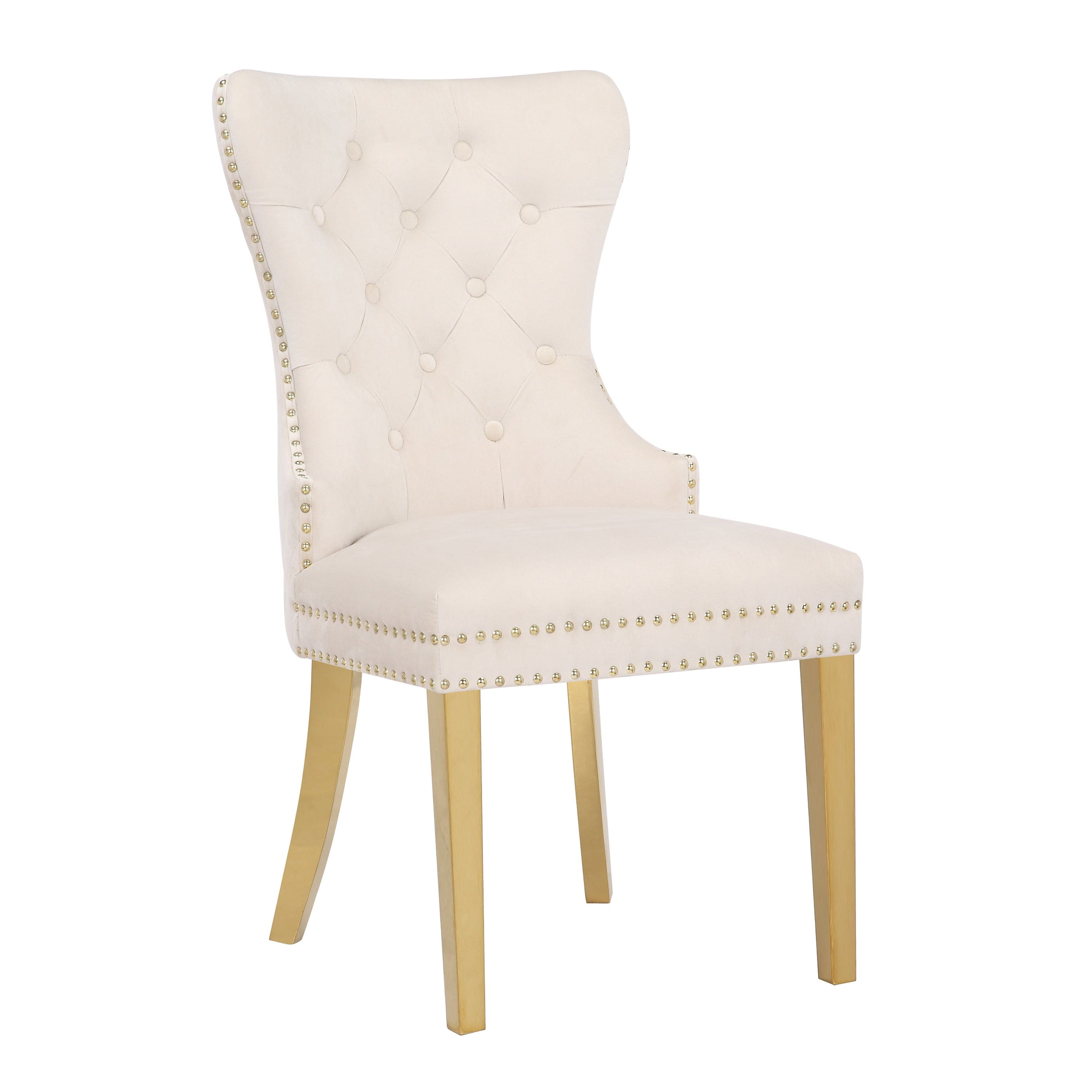 Simba Gold 2 Piece Dinning Chair Finish with Velvet Fabric in Beige