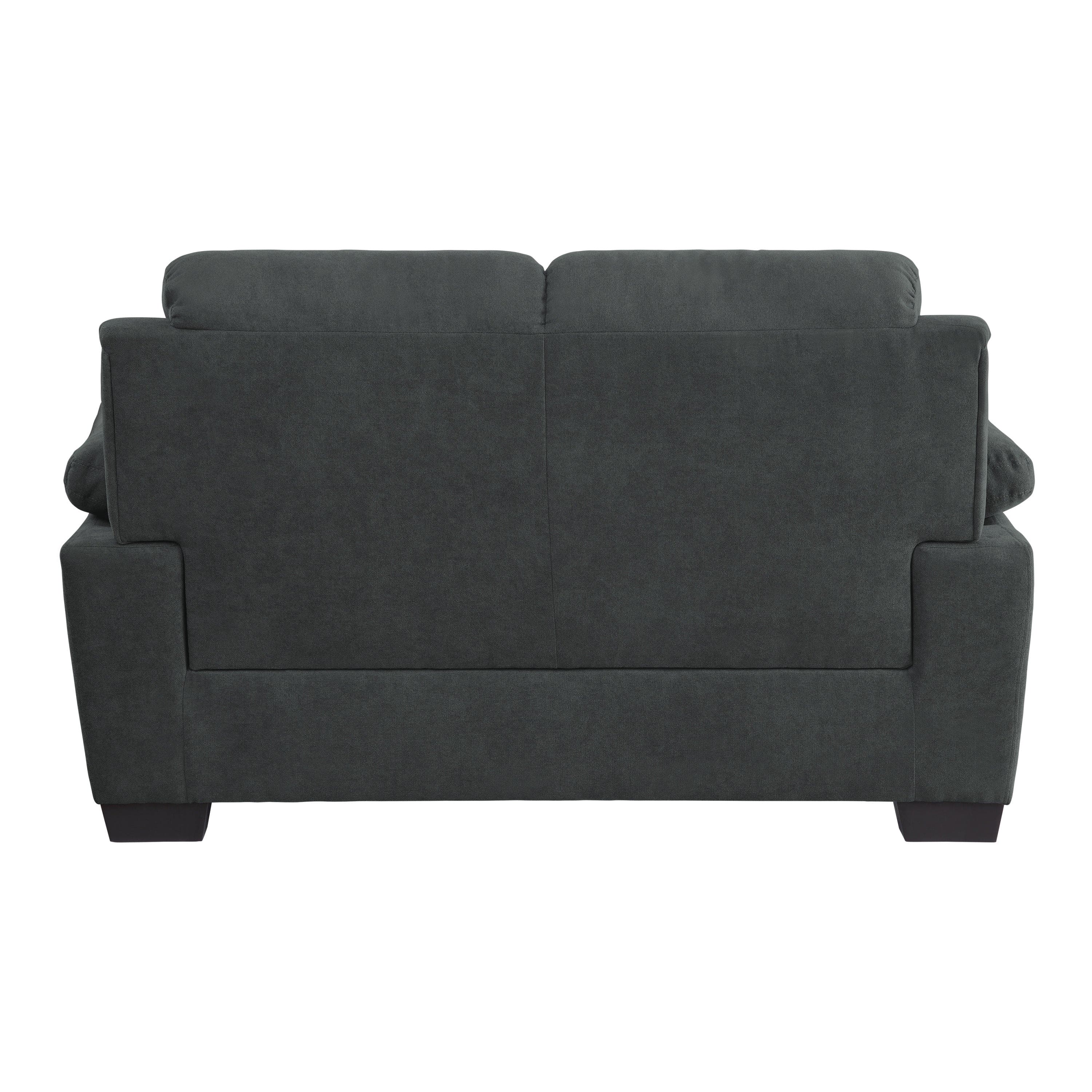 Comfortable Plush Seating Loveseat 1pc Dark Gray Textured Fabric Channel Tufting Solid Wood Frame Modern Living Room Furniture