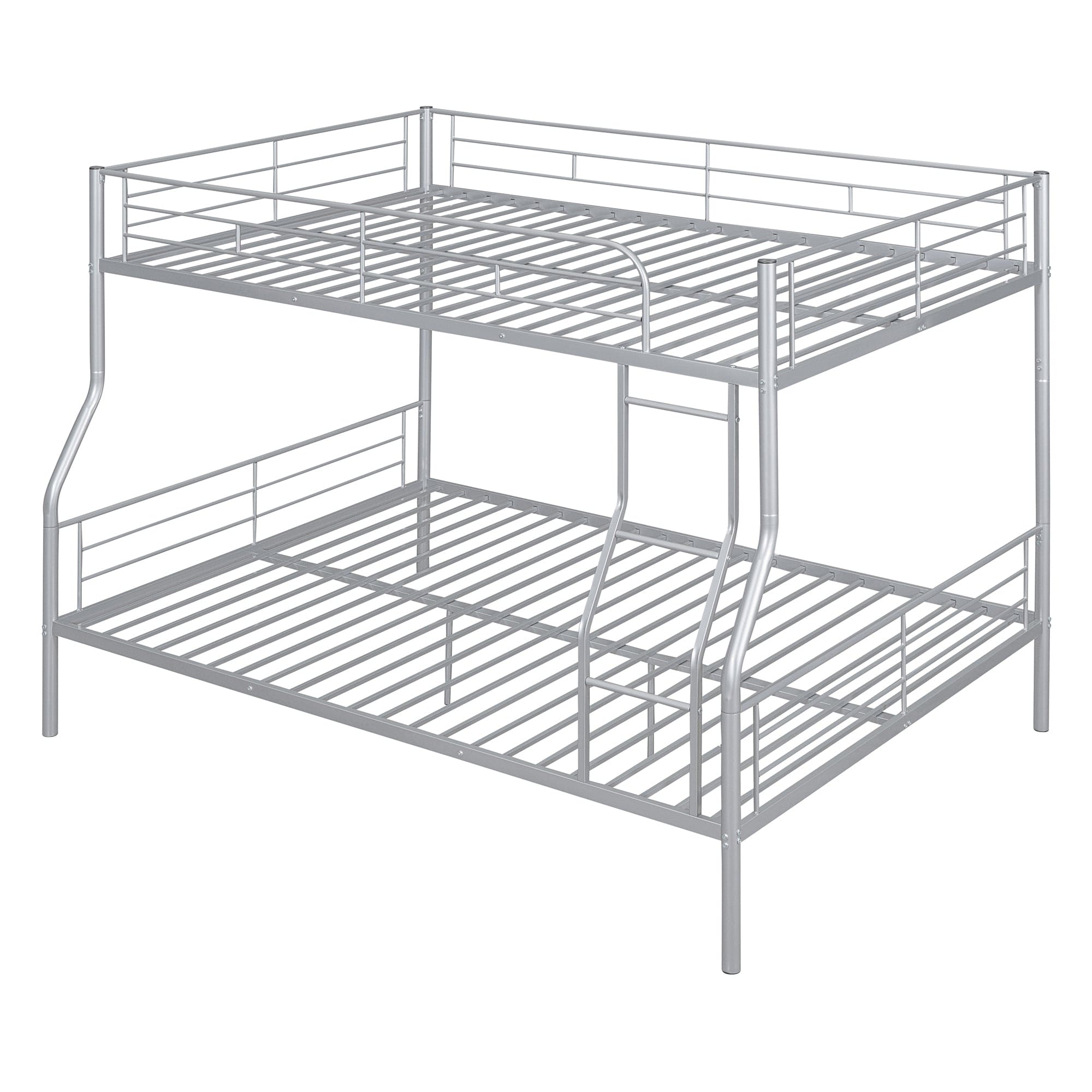 Full XL Over Queen Metal Bunk Bed, Sliver