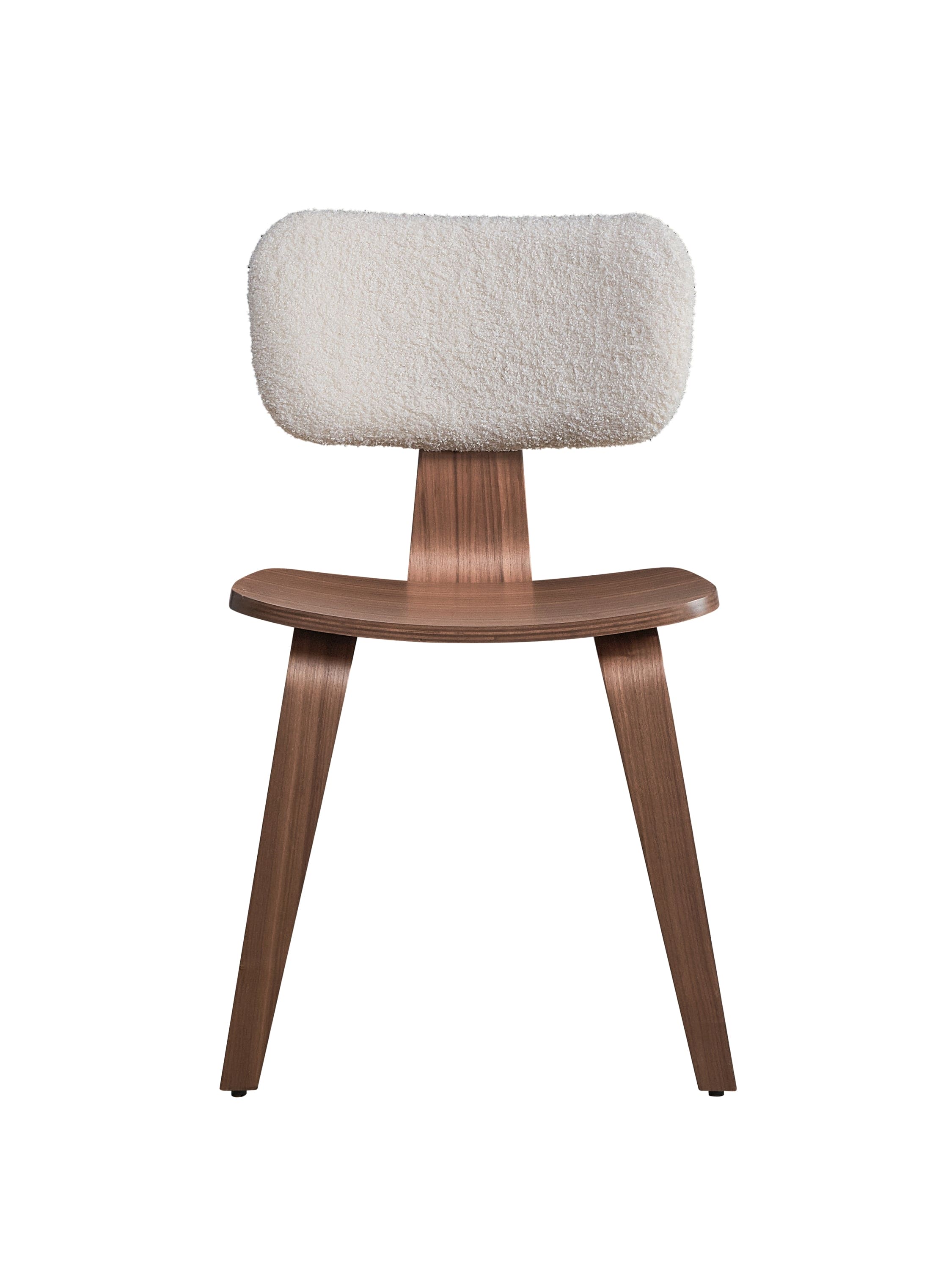 ACME Casson Side Chair (Set-2), White Boucle & Walnut Finish DN02311