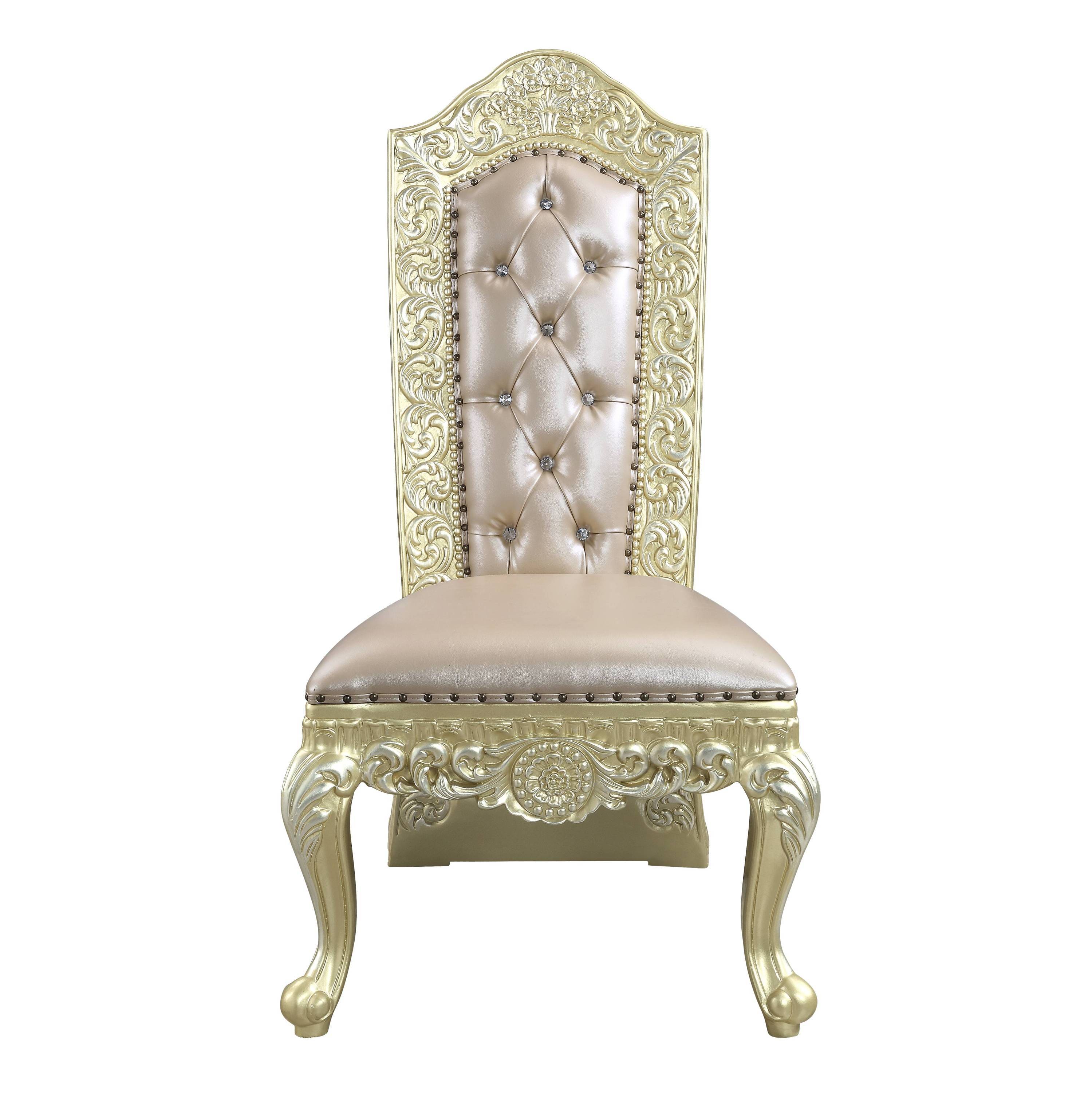 ACME Vatican Side Chair (1Pc/1Ctn), PU & Champagne Silver Finish DN00468