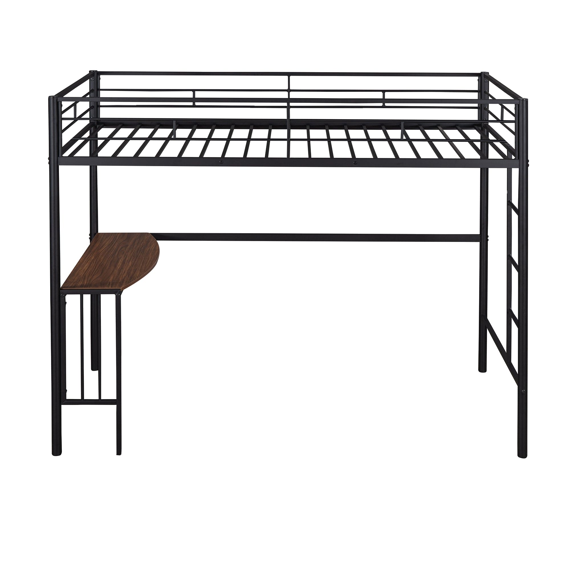 Twin Metal Bunk Bed with Desk, Ladder and Guardrails, Loft Bed for Bedroom, Black(OLD SKU : MF195191AAB)