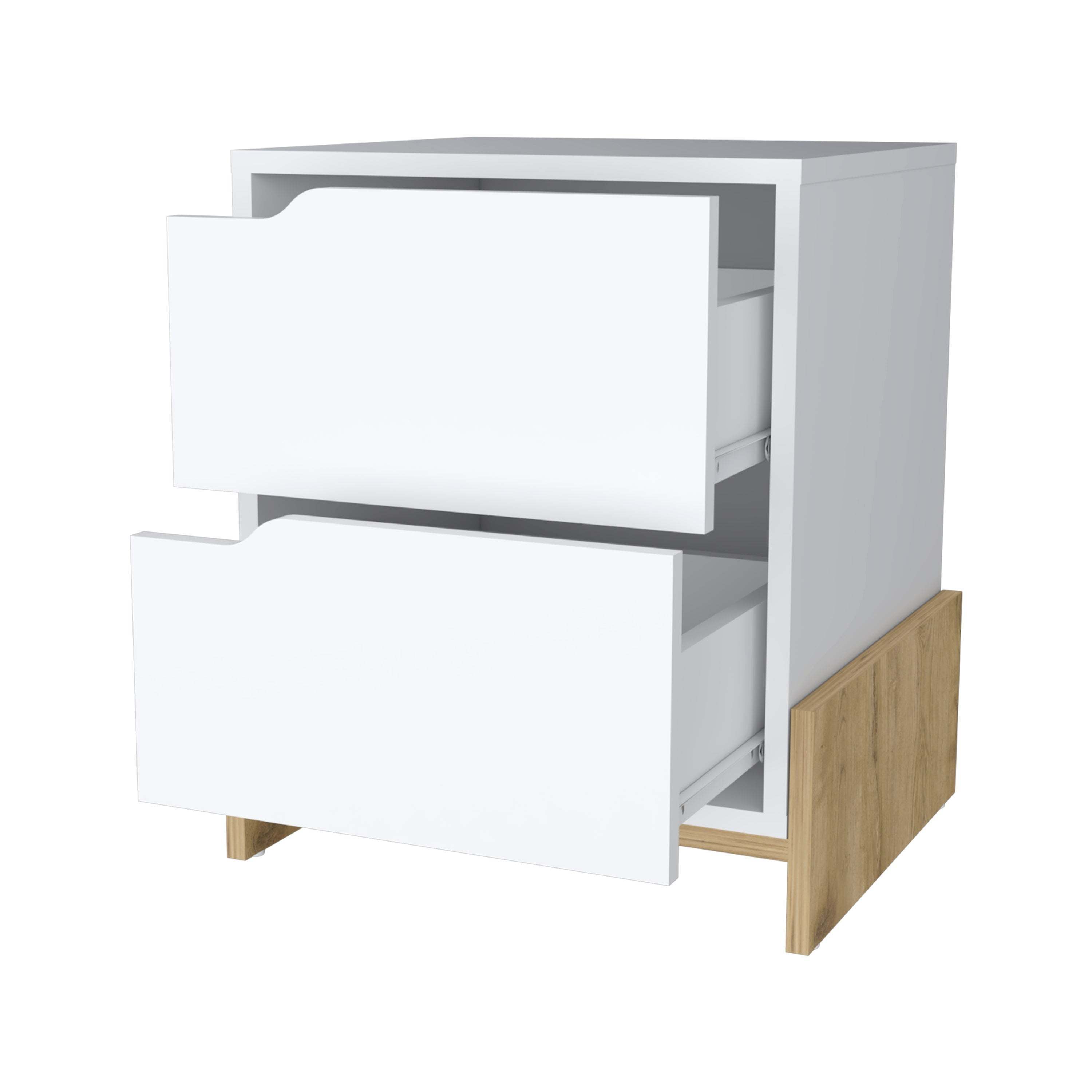 Ralston 2-Drawer Nightstand in White and Macadamia