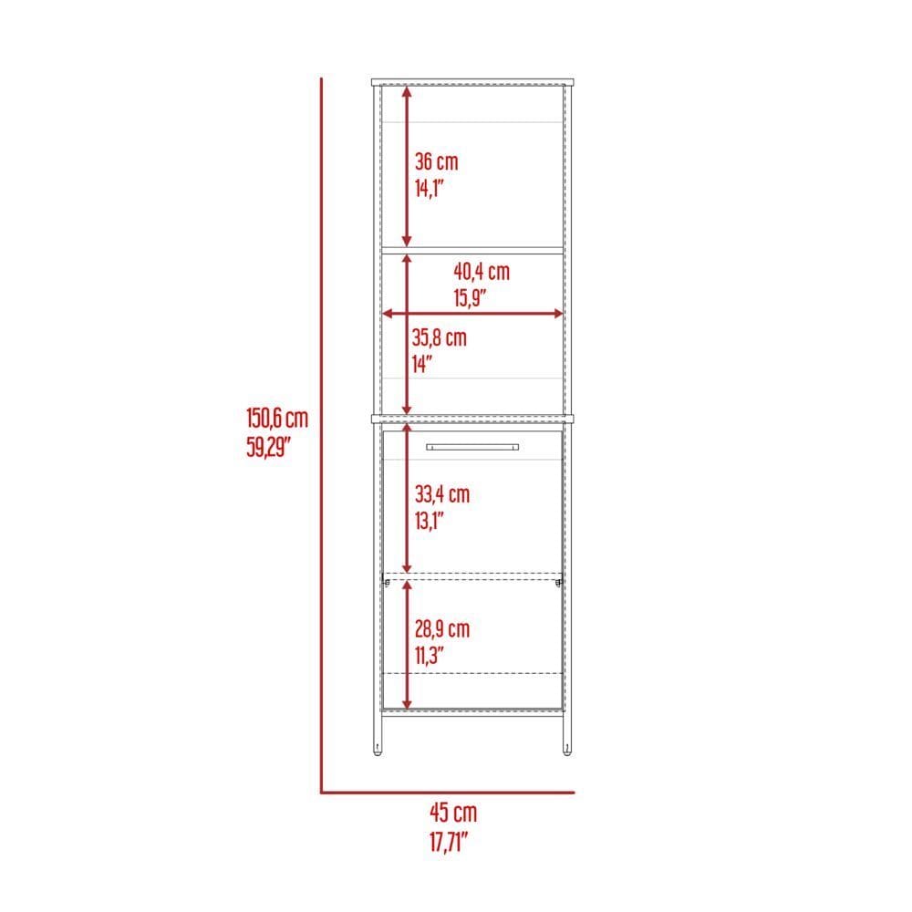 DEPOT E-SHOP Romulo Kitchen Pantry, Two External Shelves, Single Door Cabinet, Two Interior Shelves, White