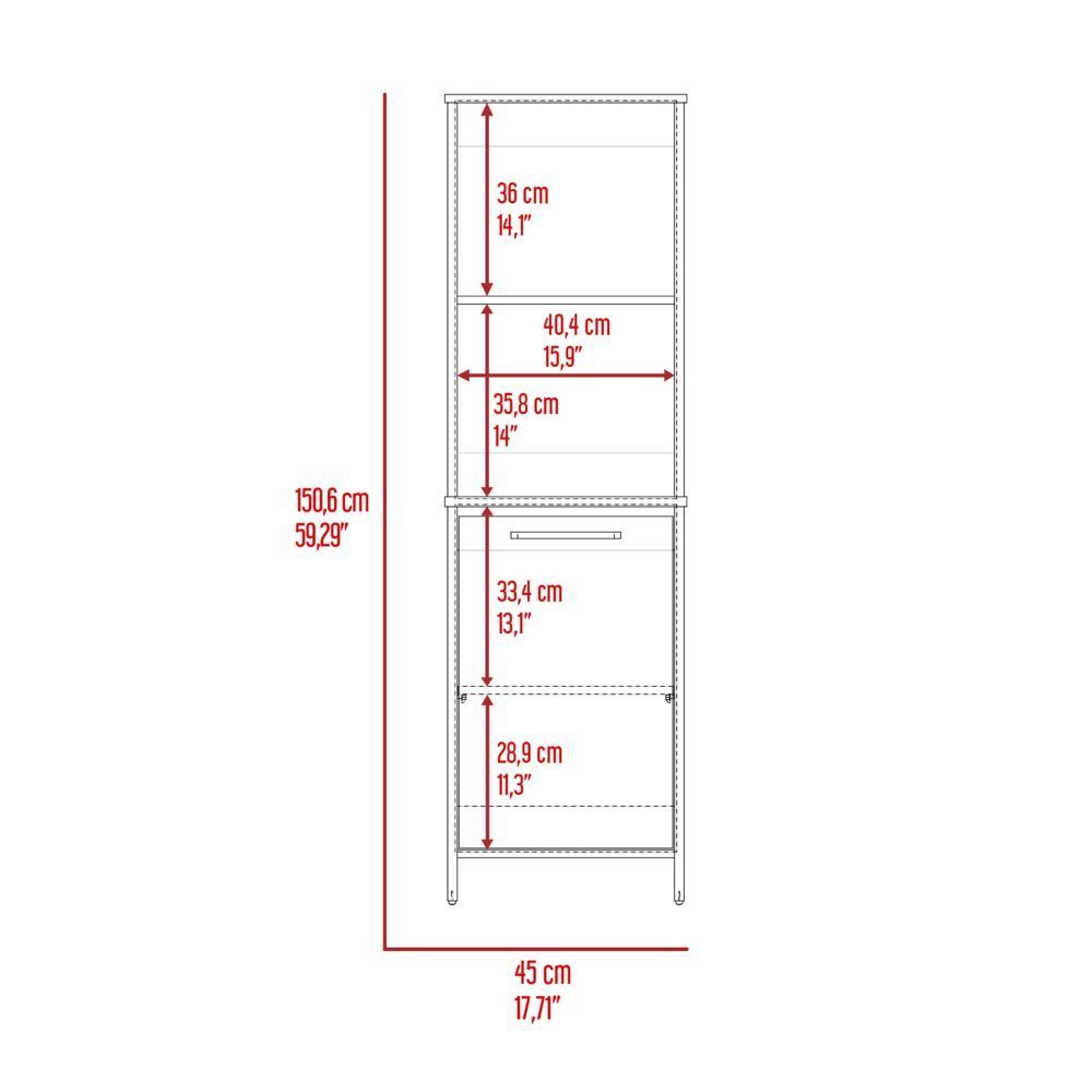 DEPOT E-SHOP Romulo Kitchen Pantry, Two External Shelves, Single Door Cabinet, Two Interior Shelves, White