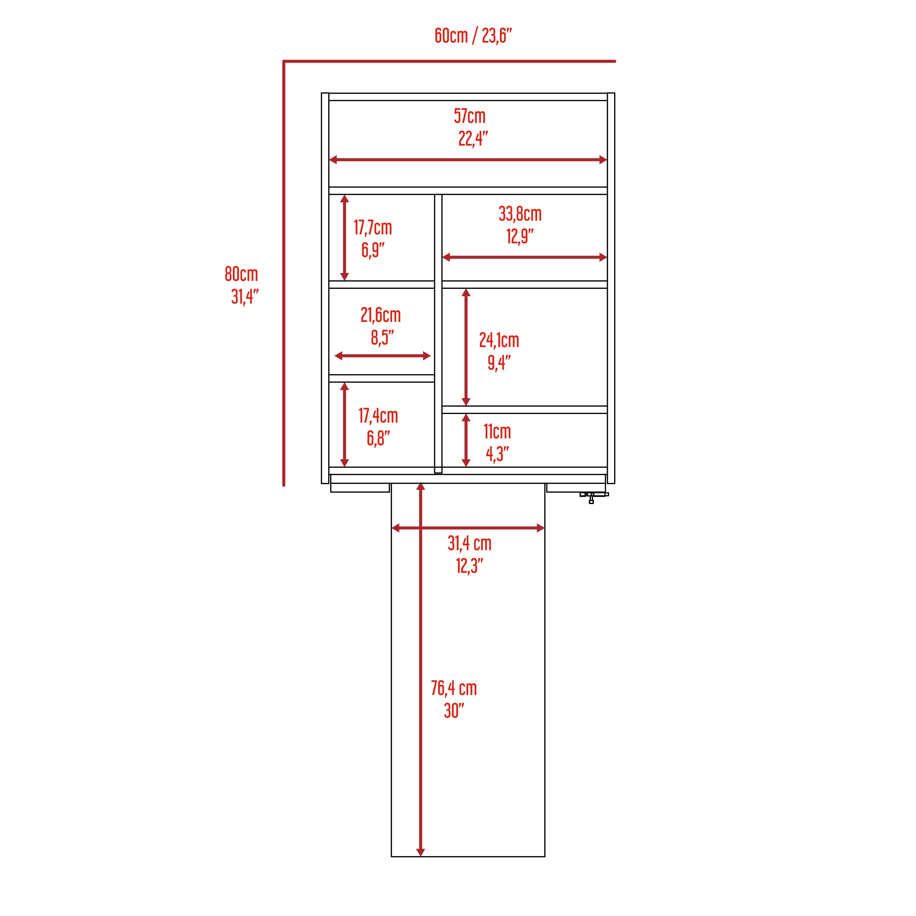 Foldable Table Tacoma, Seven Interior Shelves, Light Gray Finish