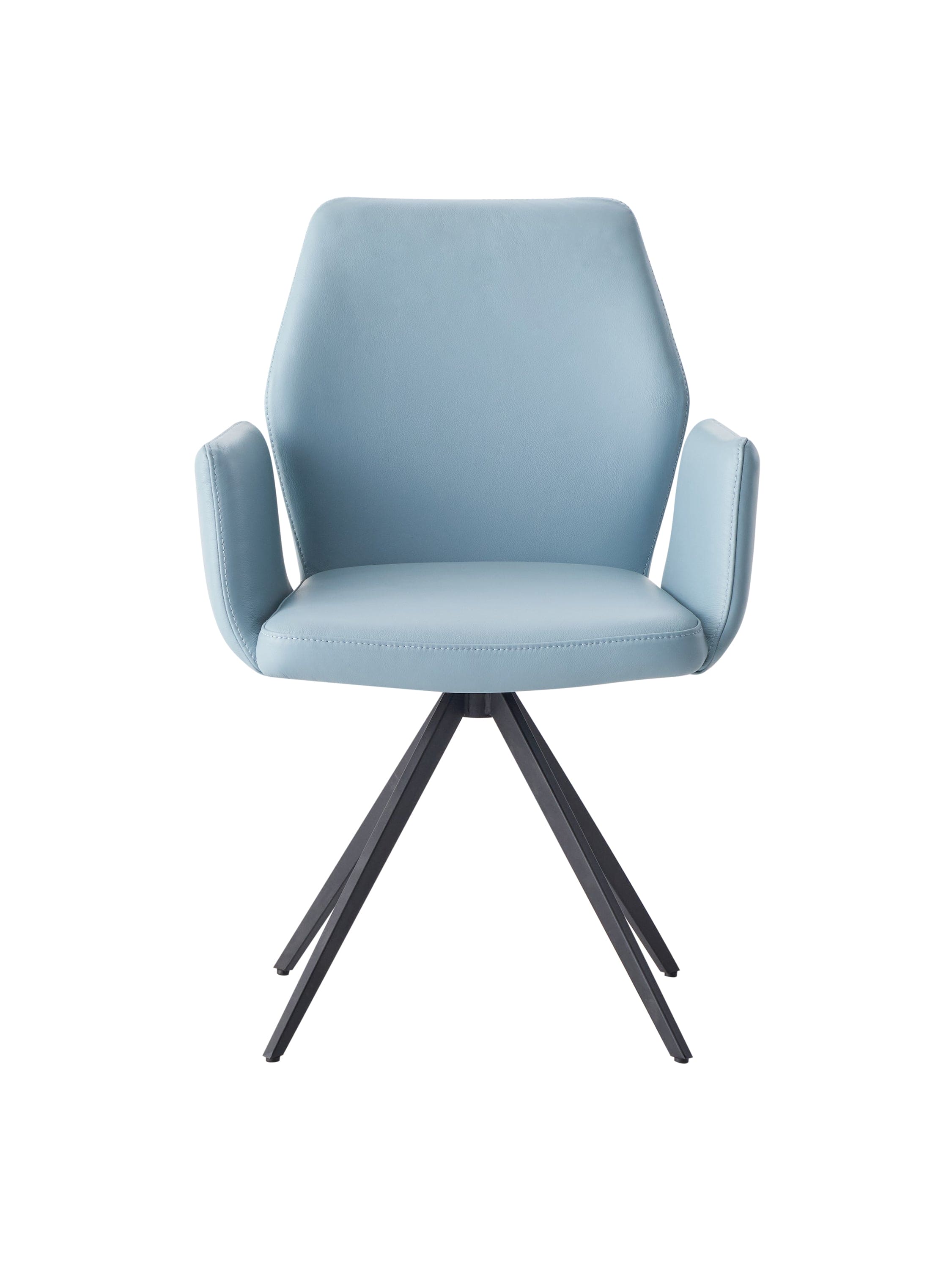 ACME Segismunda Side Chair w/Swivel, Light Blue Leather & Black Finish DN02403