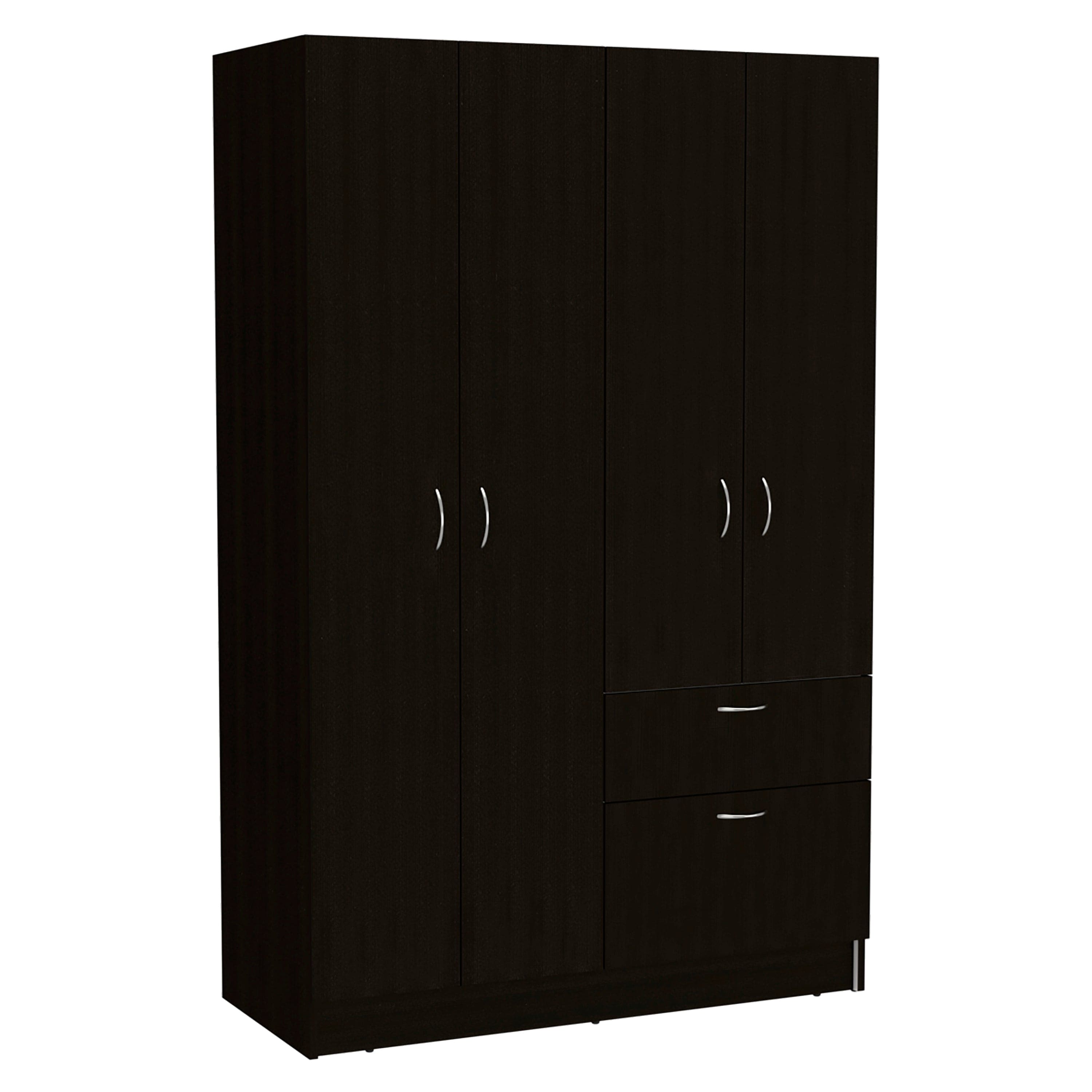 Vaupes Armoire, Double Door Cabinet, One Drawer, Five Interior Shelves, Rod -Black / White