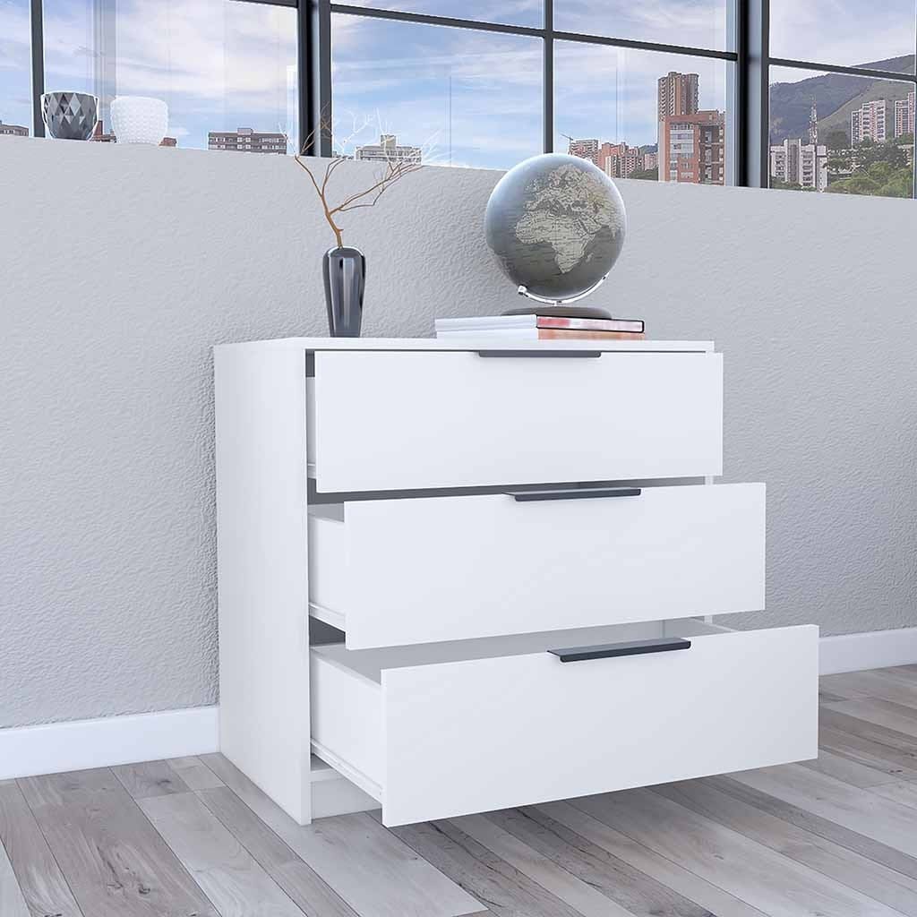 3 Drawers Dresser Maryland, Superior Top, White Finish