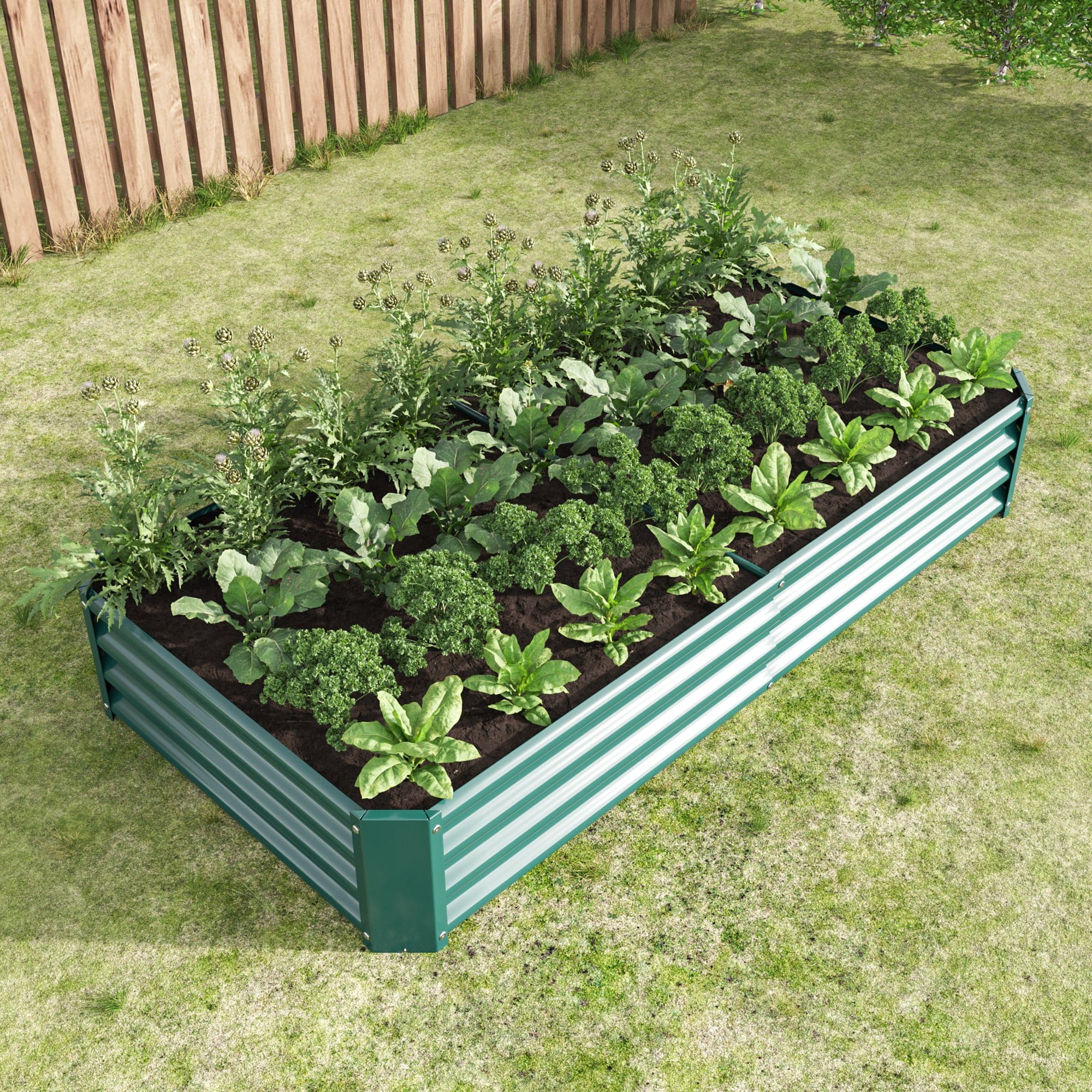 Raised Garden Bed Outdoor, 6×3×1ft , Metal Raised  Rectangle Planter Beds for Plants, Vegetables, and Flowers - Green