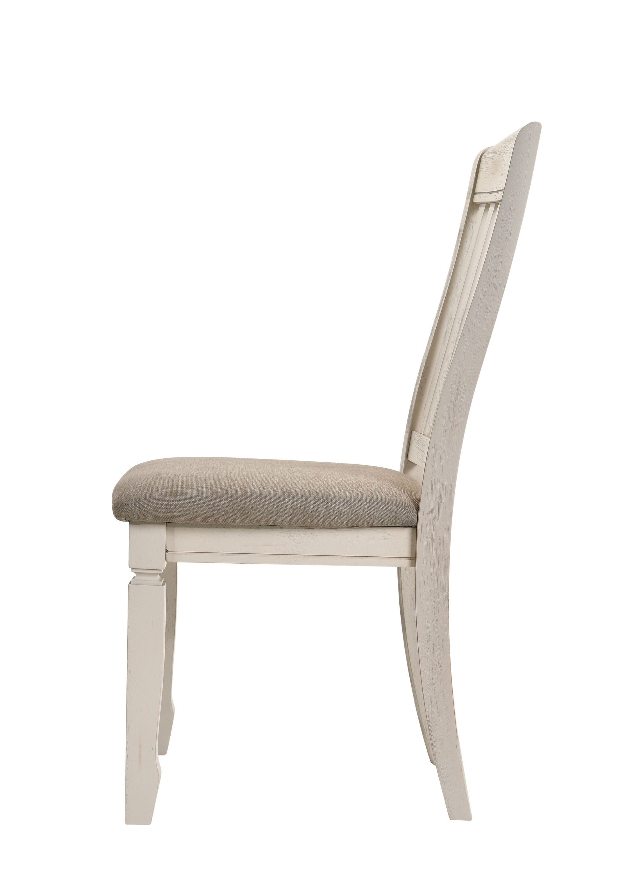 ACME Fedele Side Chair, Tan Fabric & Cream Finish 77192