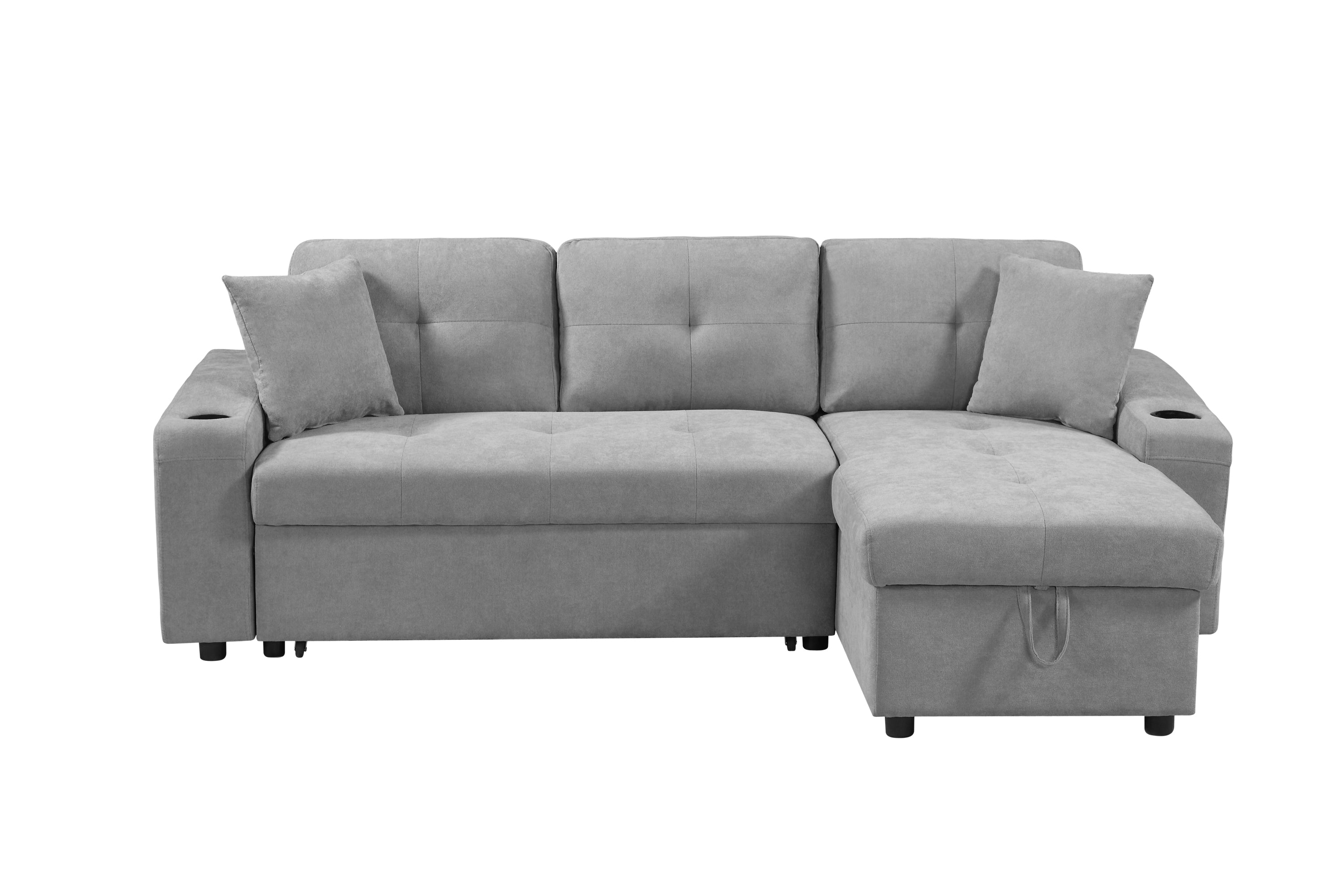 MEGA convertible corner sofa with armrest storage, living room and apartment sectional sofa, right chaise longue and grey