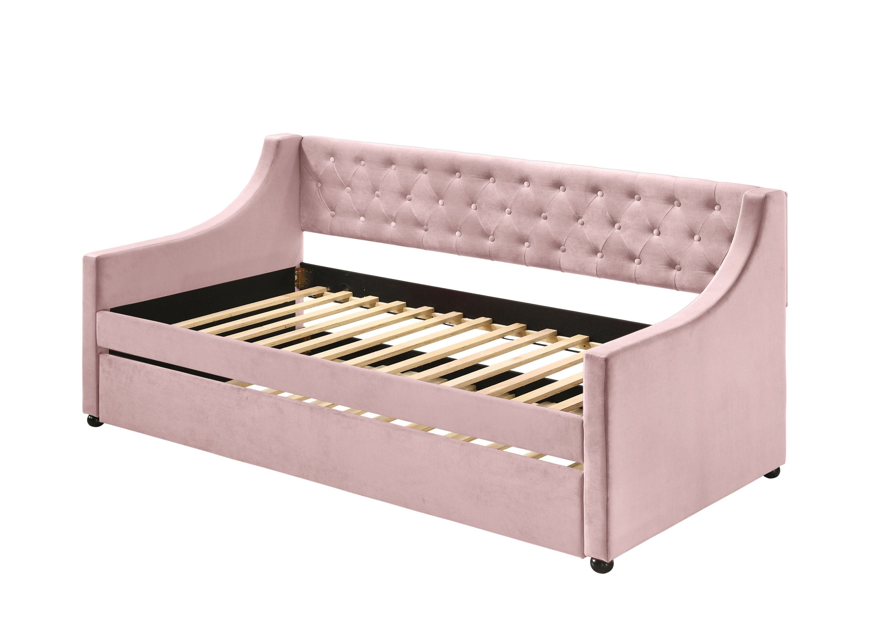 ACME Lianna Twin Daybed & Trundle, Pink Velvet 39380