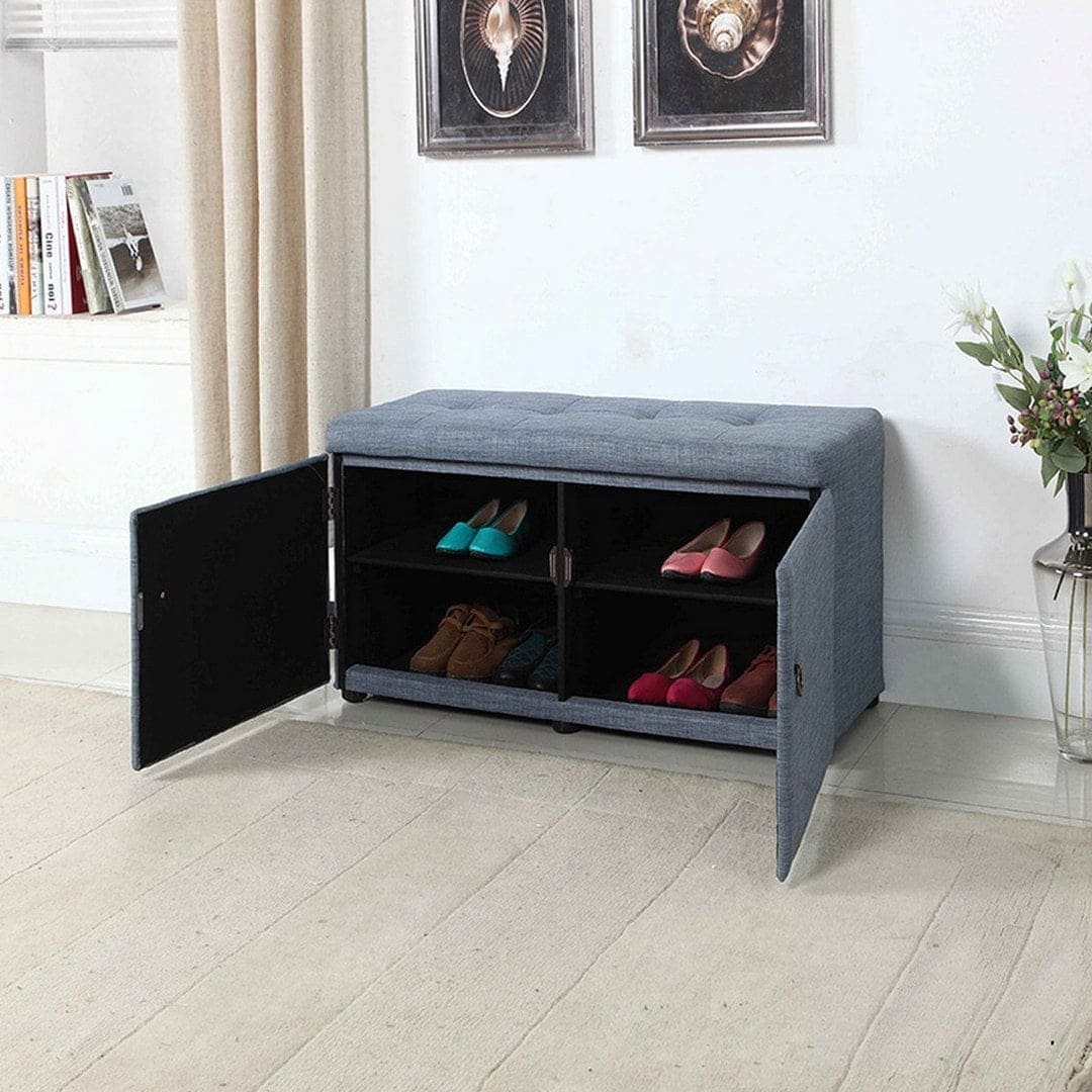 18" Tall Storage Ottoman, Slate Blue