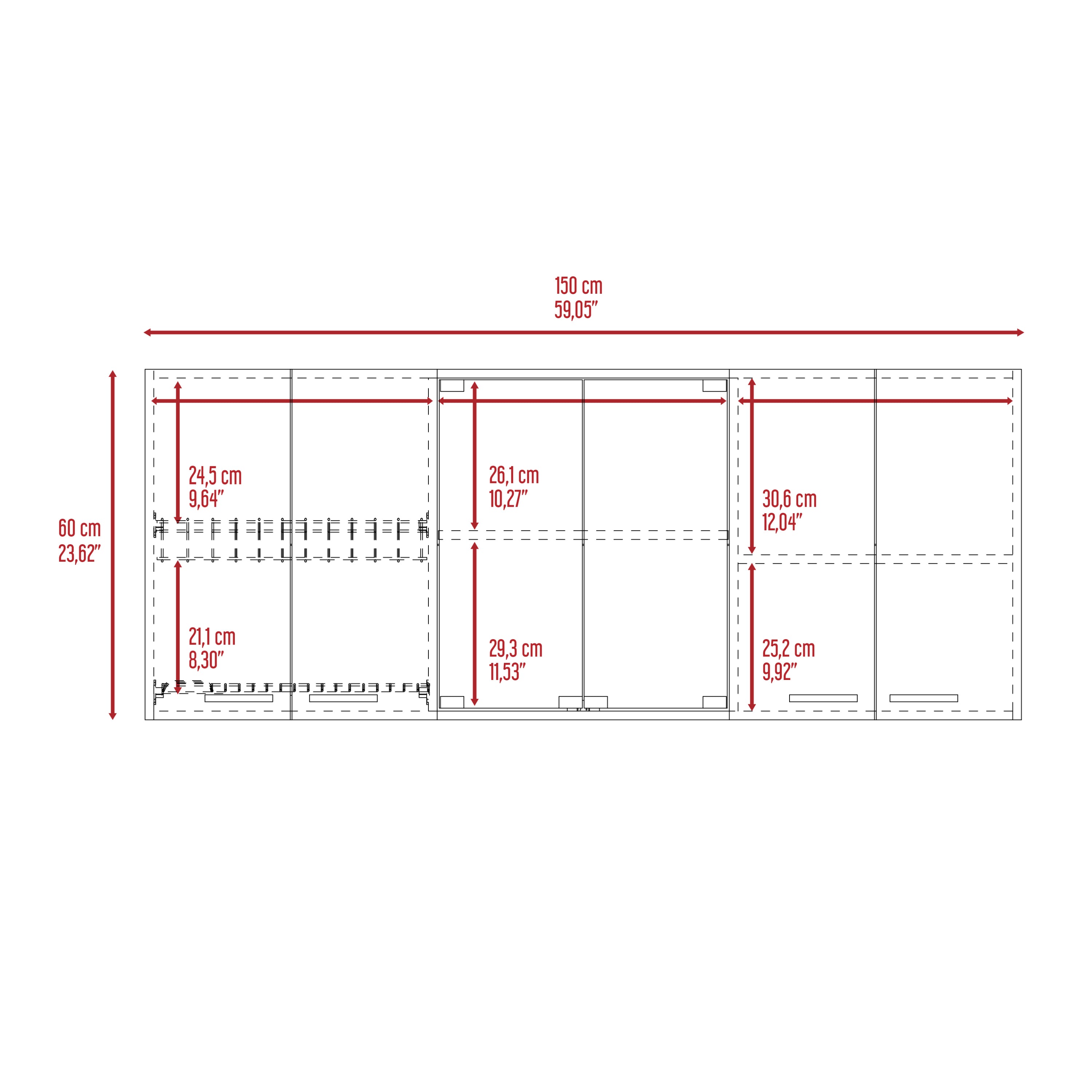 Superior Wall Cabinet Peoria, Four Interior Shelves, White Finish