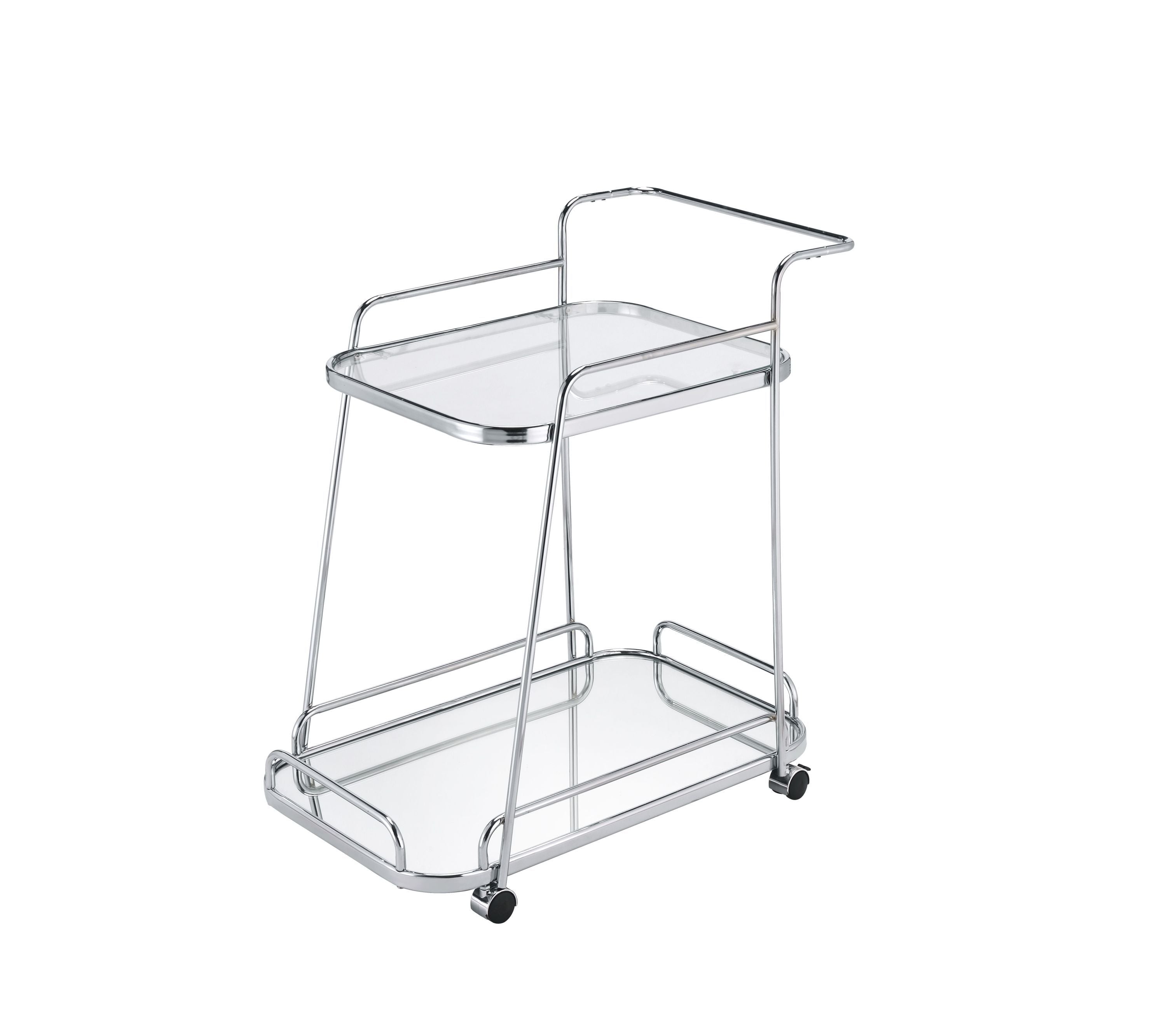 ACME Aegis Serving Cart, Clear Glass & Chrome Finish 98217