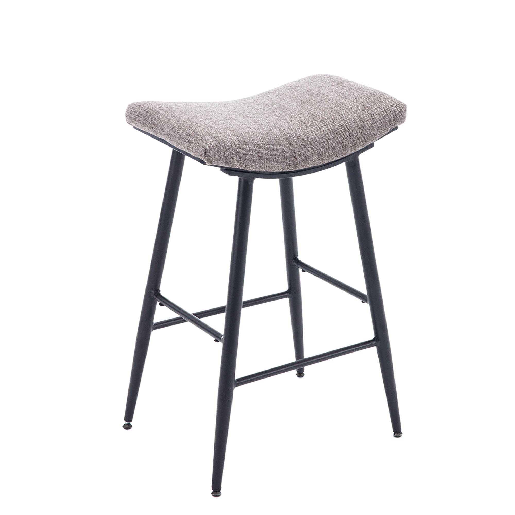 Bar Stools Set of 2 Armless Counter Low Bar Stools Without Back Modern Linen fabric Breakfast Stools with Metal Leg and Footrest,Coffee