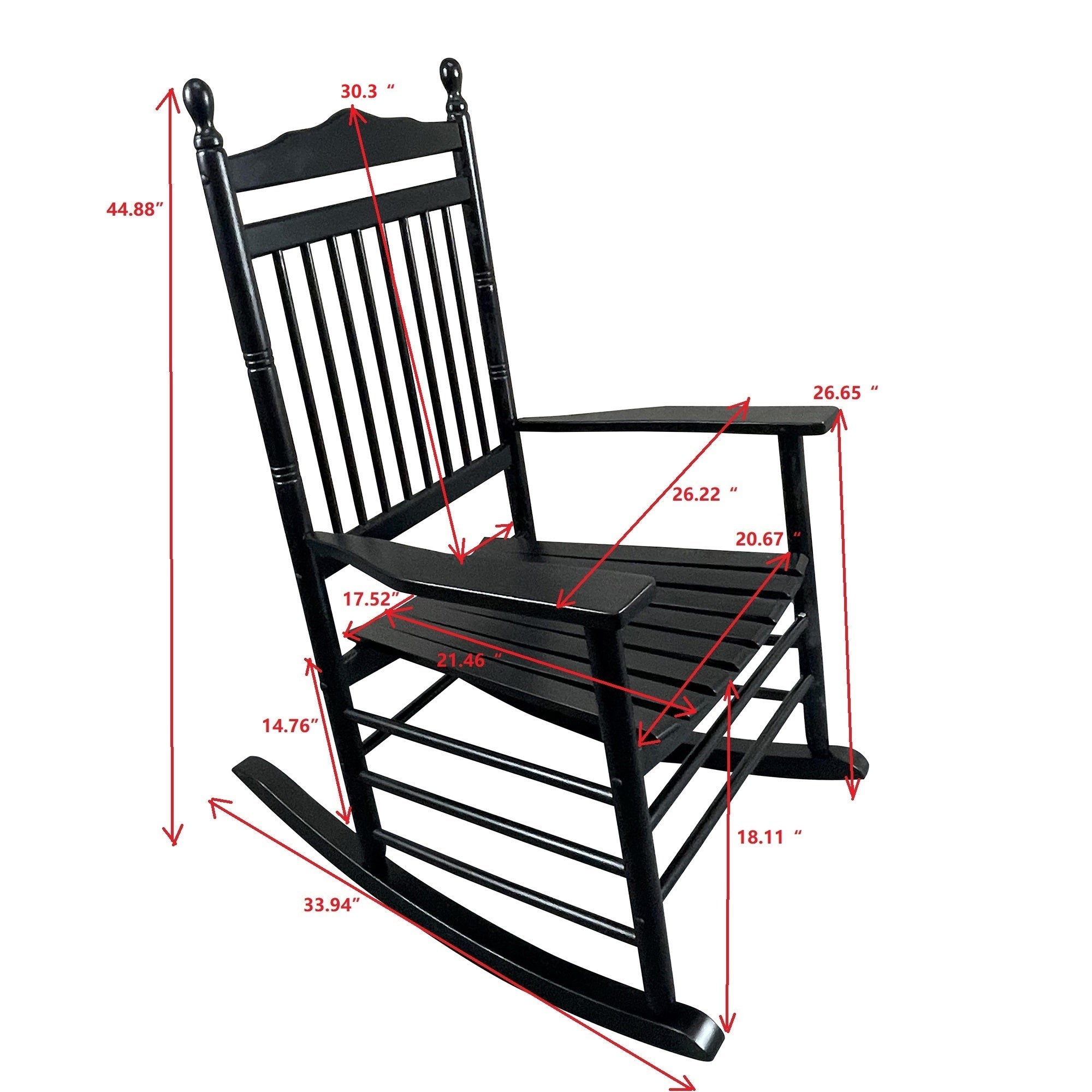 BALCONY PORCH ADULT ROCKING CHAIR - BLACK