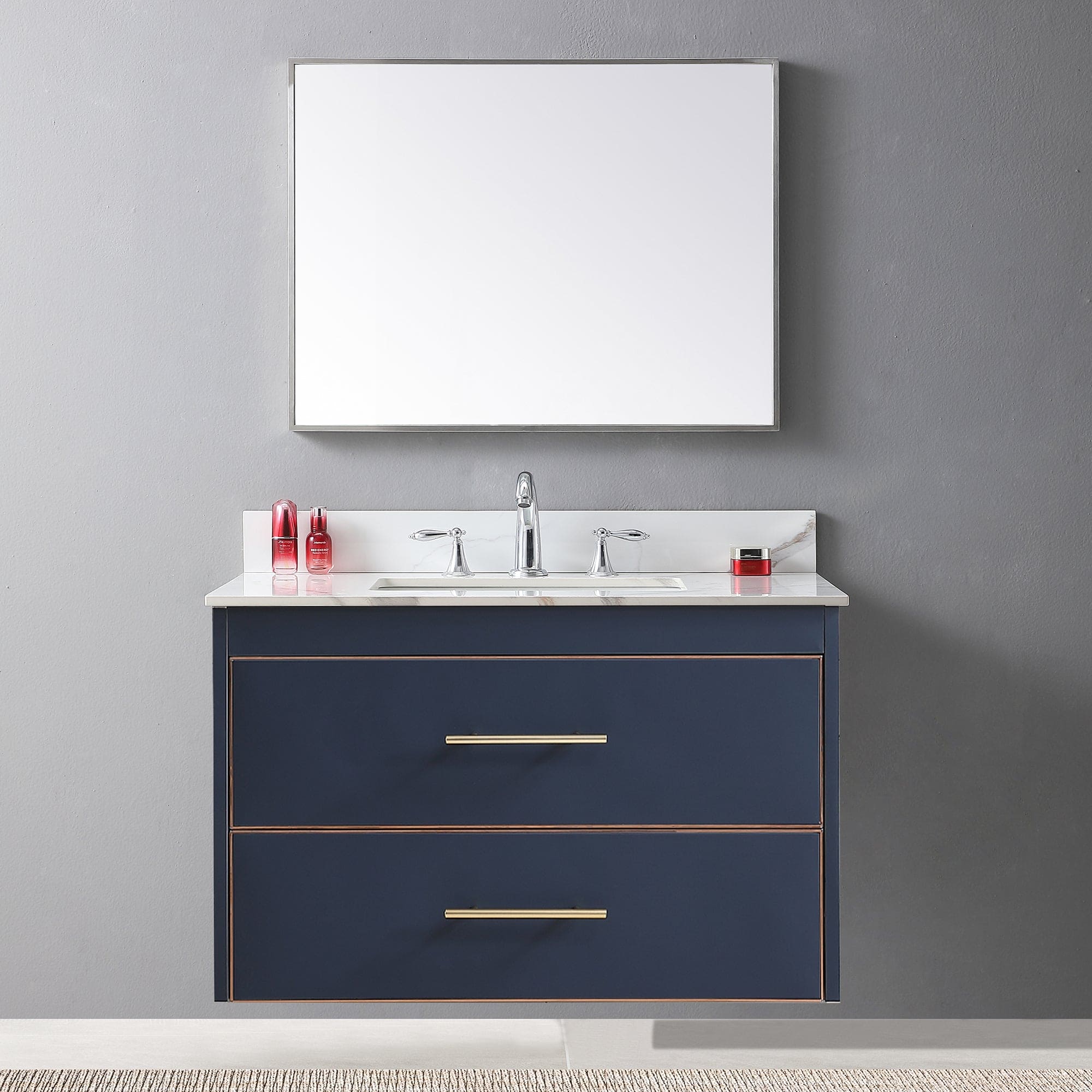 Montary 37inch bathroom vanity top stone gold tops with 3 faucet hole