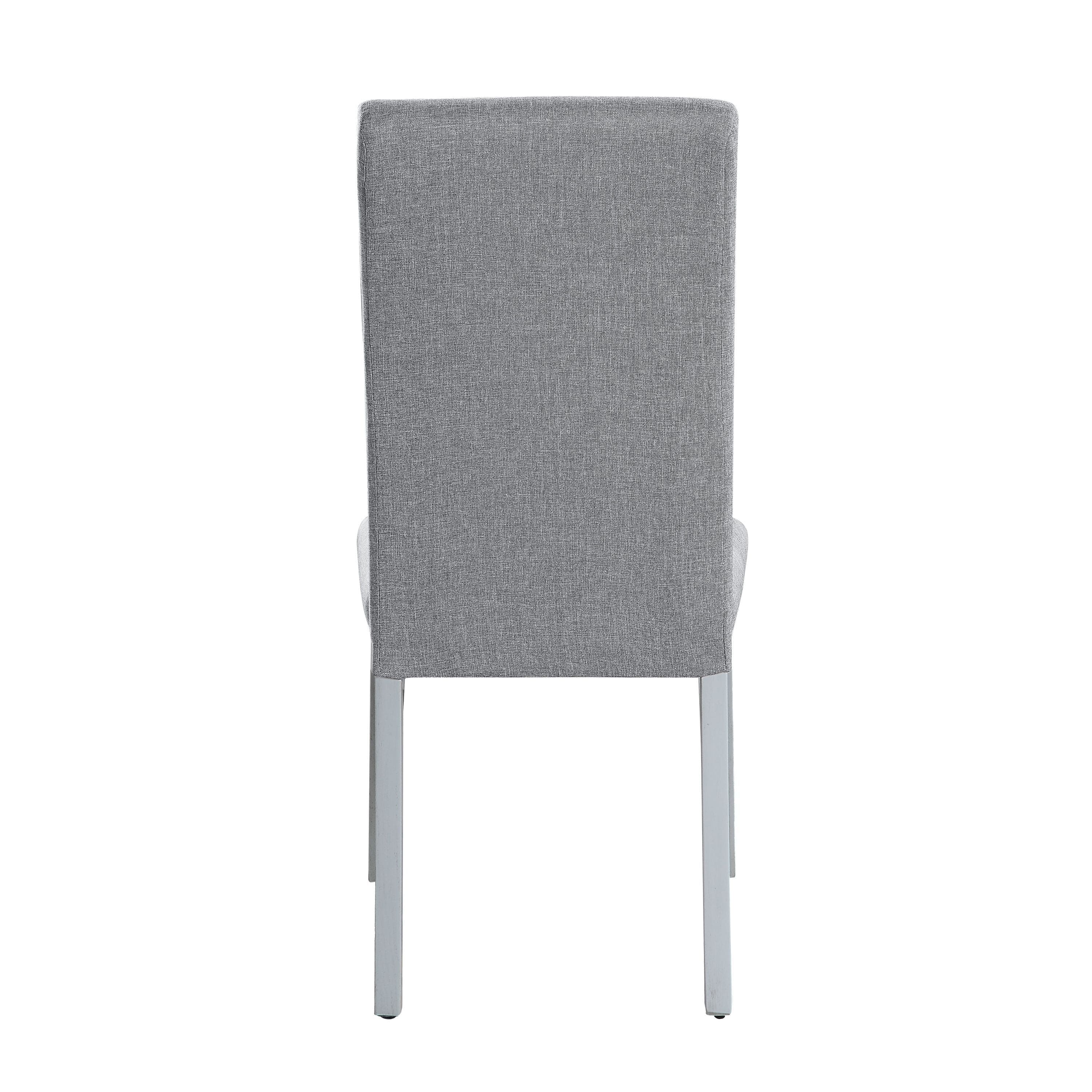 ACME Lanton SIDE CHAIR (SET-2) Gray Linen & Antique White Finish DN01452