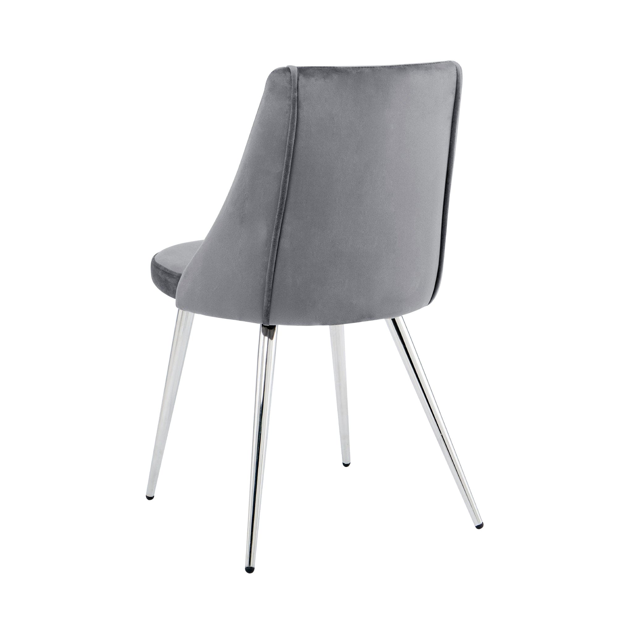 Modern Grey Velvet Dining Chairs , Fabric Accent Upholstered Chairs Side Chair with chrome Legs for Home Furniture Living Room Bedroom Kitchen Dinning room(set of 4)