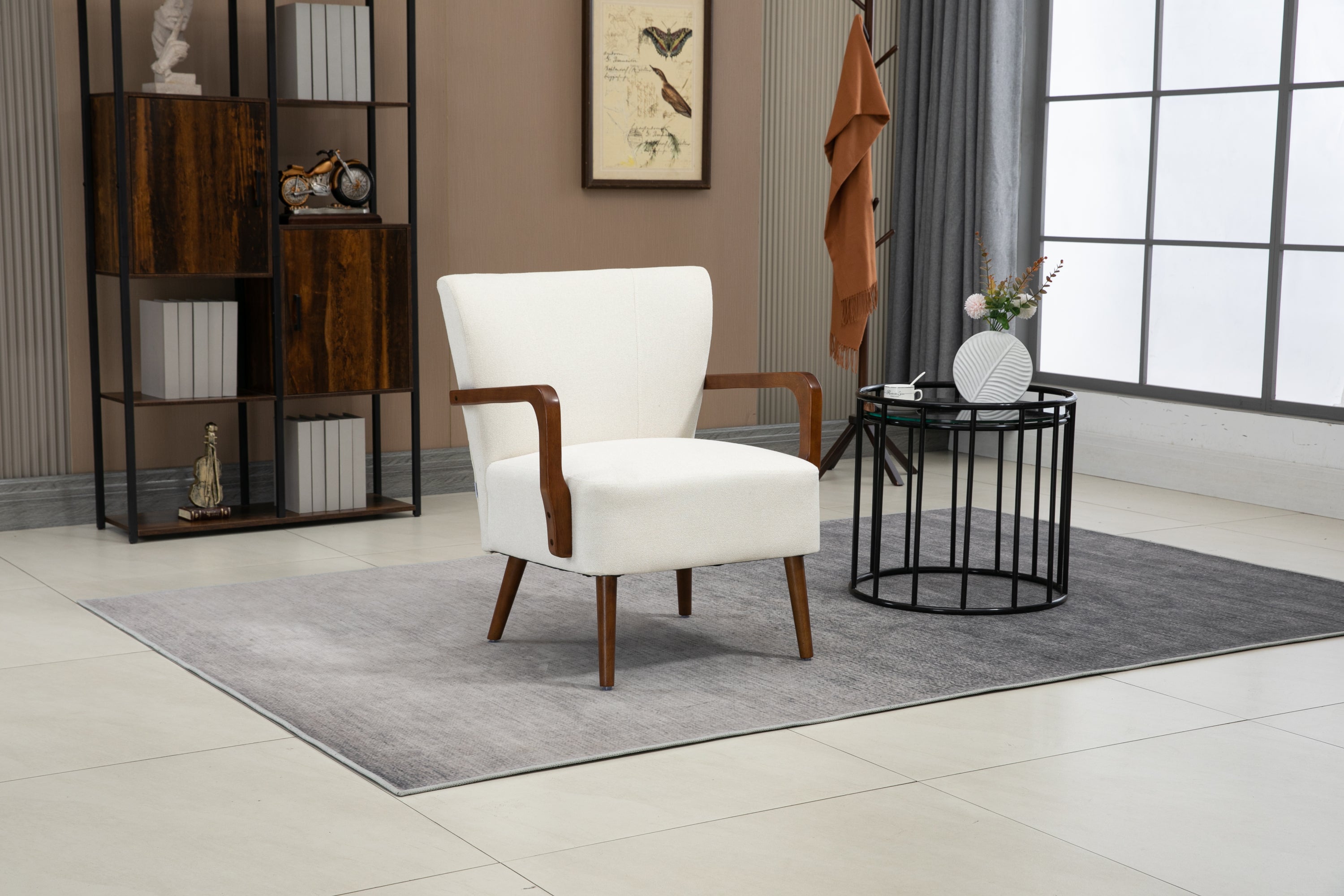 COOLMORE Wood Frame Armchair,  Modern Accent Chair Lounge Chair for Living Room