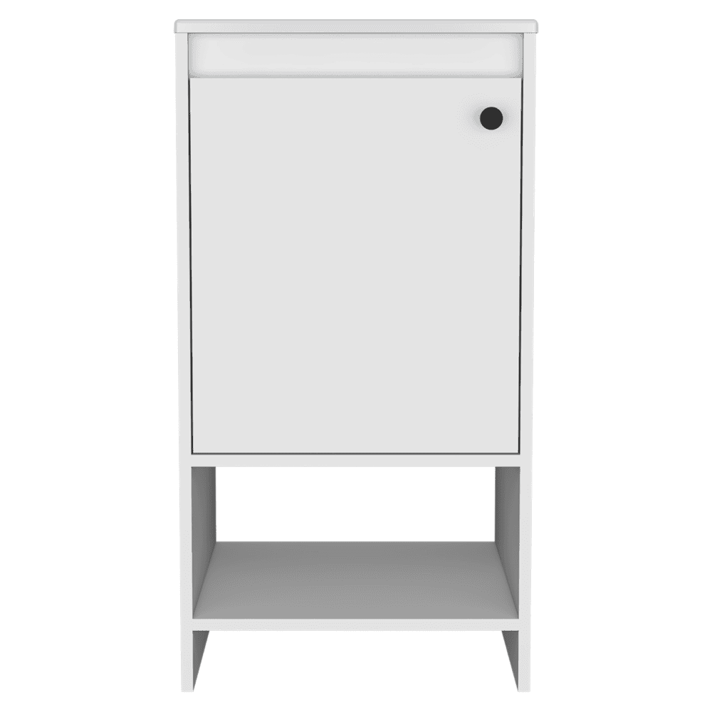 Jane Bathroom Vanity, Single Door Cabinet, Two Shelves -White