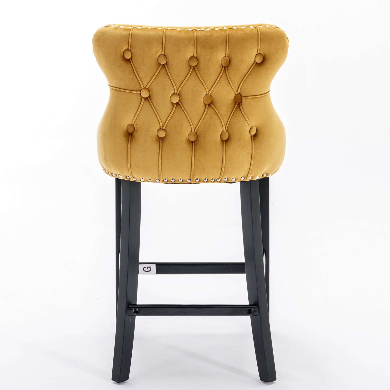 Contemporary Velvet Upholstered Wing-Back Barstools with Button Tufted Decoration and Wooden Legs, and Chrome Nailhead Trim, Leisure Style Bar Chairs,Bar stools,Set of 4 (Gold),SW1824GLx2 cartons