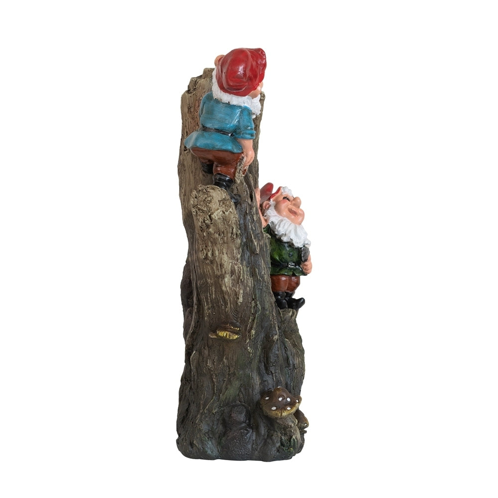 8.3x4.7x13.8" Decorative Woodland Gnome Water Fountain with LED Light, Brown