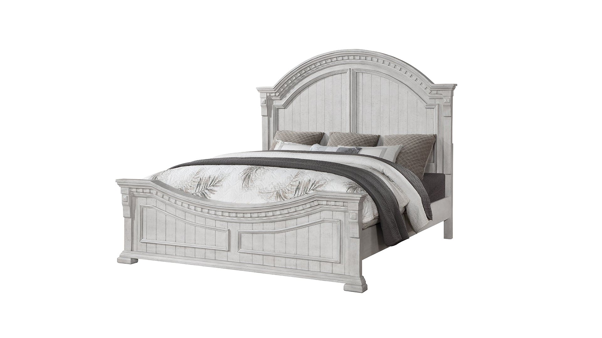 Faith Transitional Style King Bed Made with Wood in Antique white