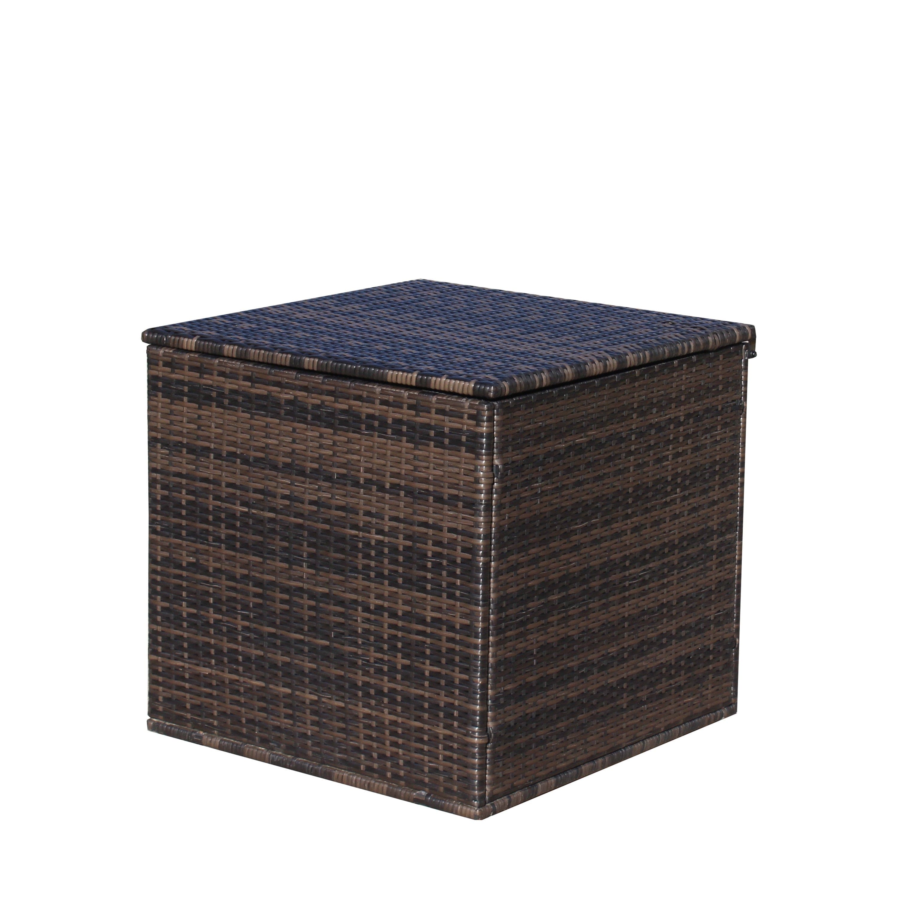 Wicker Patio Furniture Storage Box (Brown )