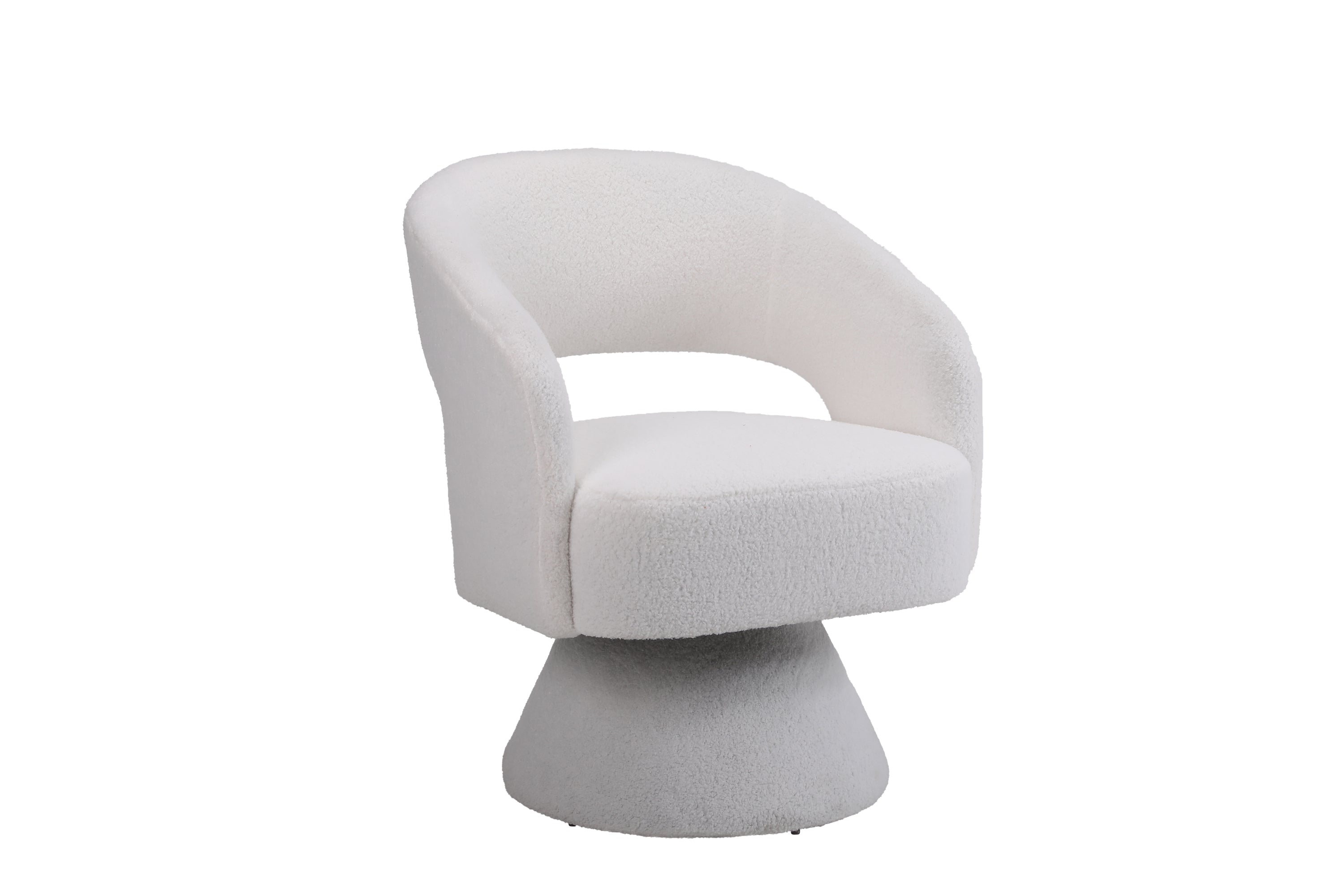 Swivel Accent Chair Armchair, Round Barrel Chair in Fabric for Living Room Bedroom,White