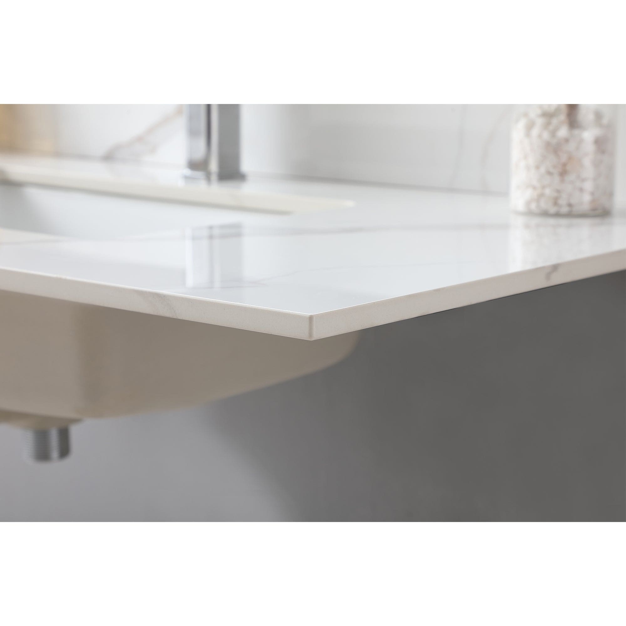 Montary 43x 22 inch bathroom stone vanity carrara gold color sintered stone vanity top with single faucet hole .