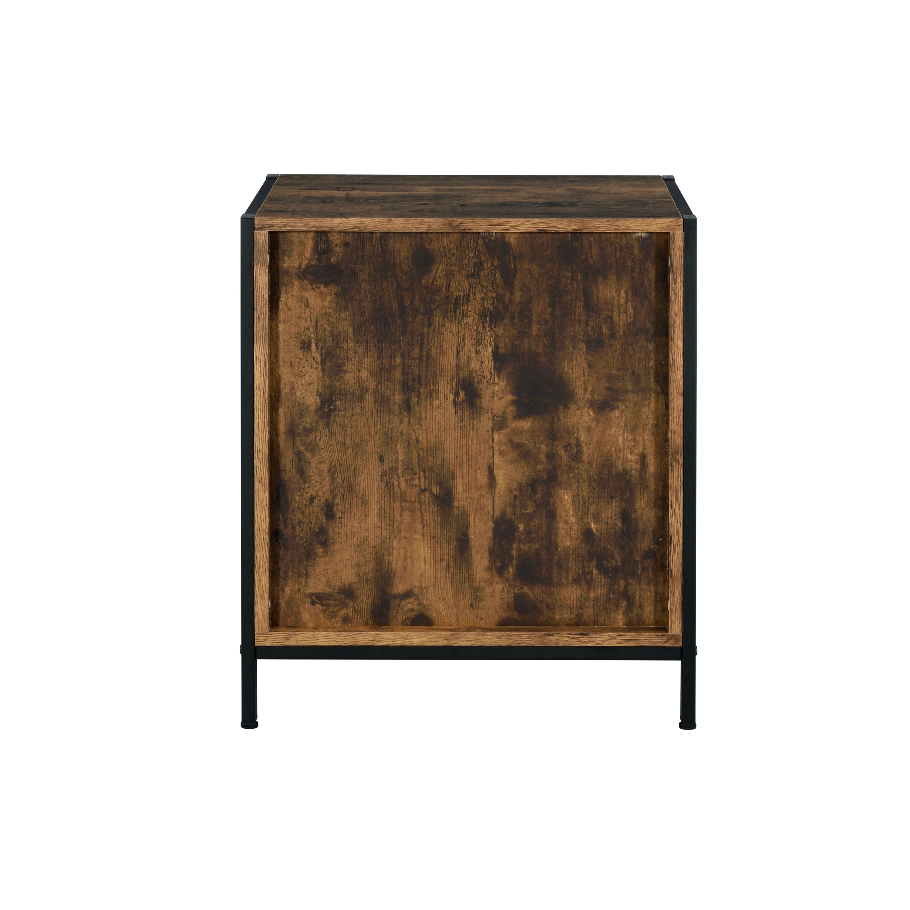 ACME Juvanth Nightstand in Rustic Oak & Black Finish 24263