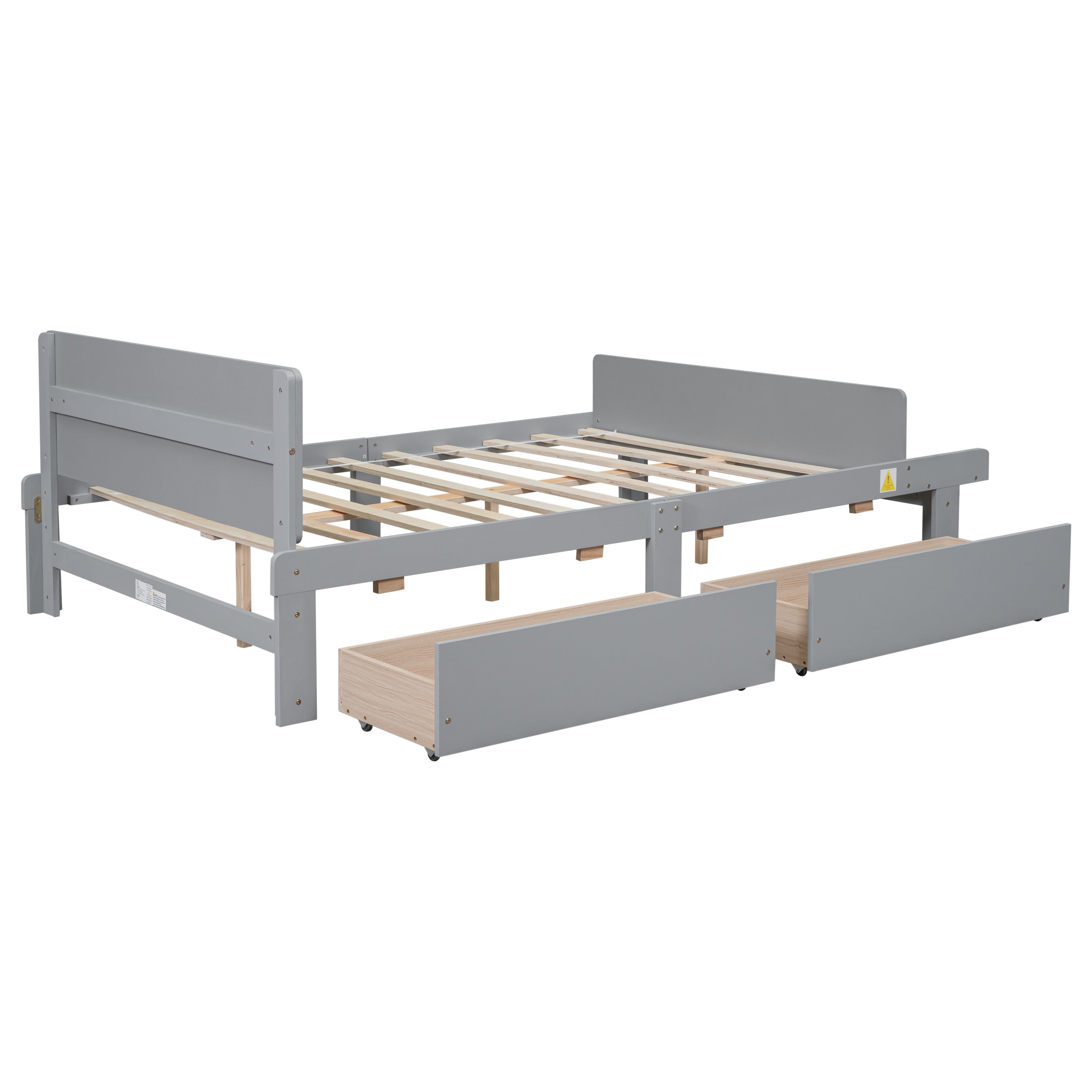 Full Bed with Footboard Bench,2 drawers,Grey