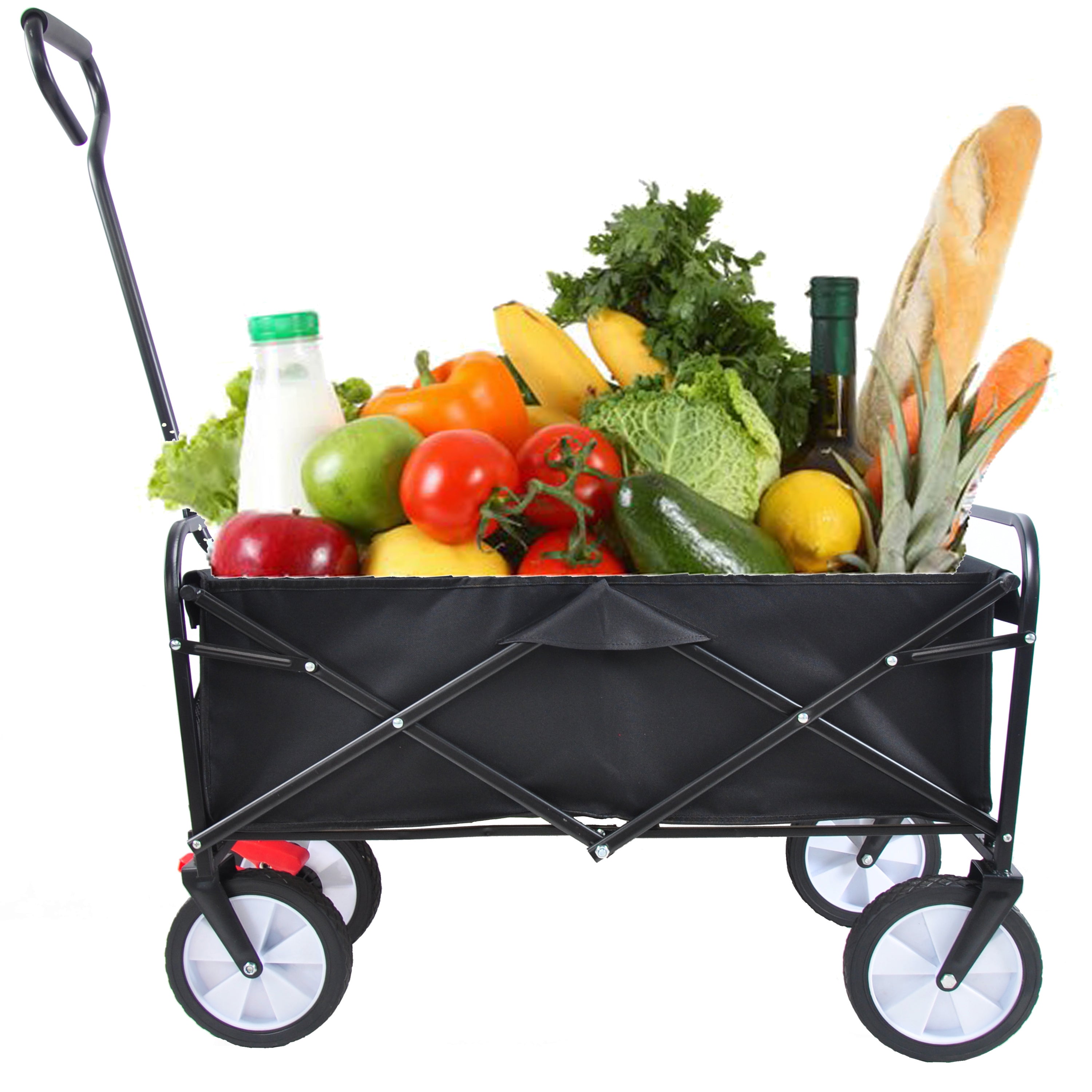 Folding Wagon Garden Shopping Beach Cart (black)