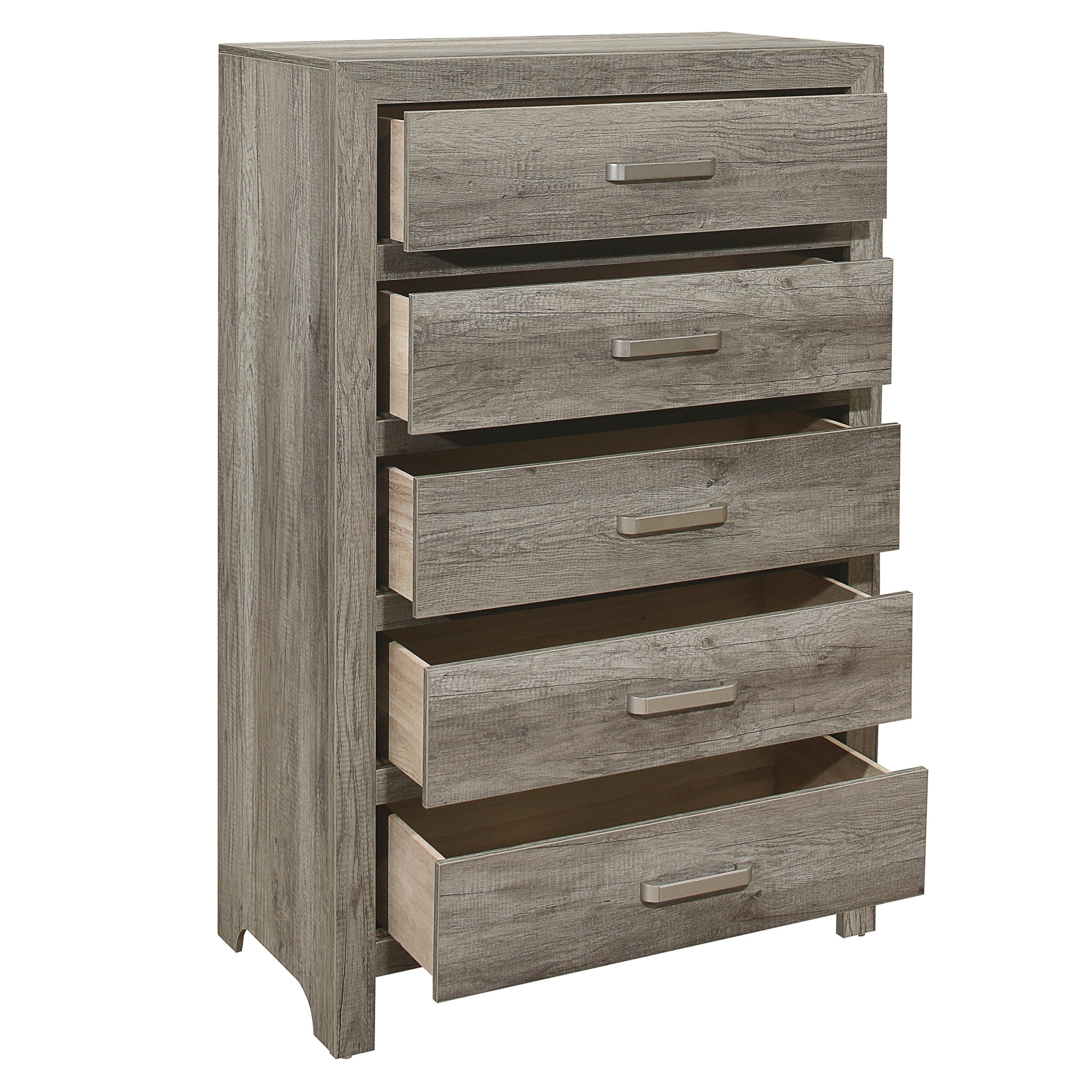 Transitional Aesthetic Weathered Gray Finish Chest with Drawers Storage Wood Veneer Rusticated Style Bedroom Furniture