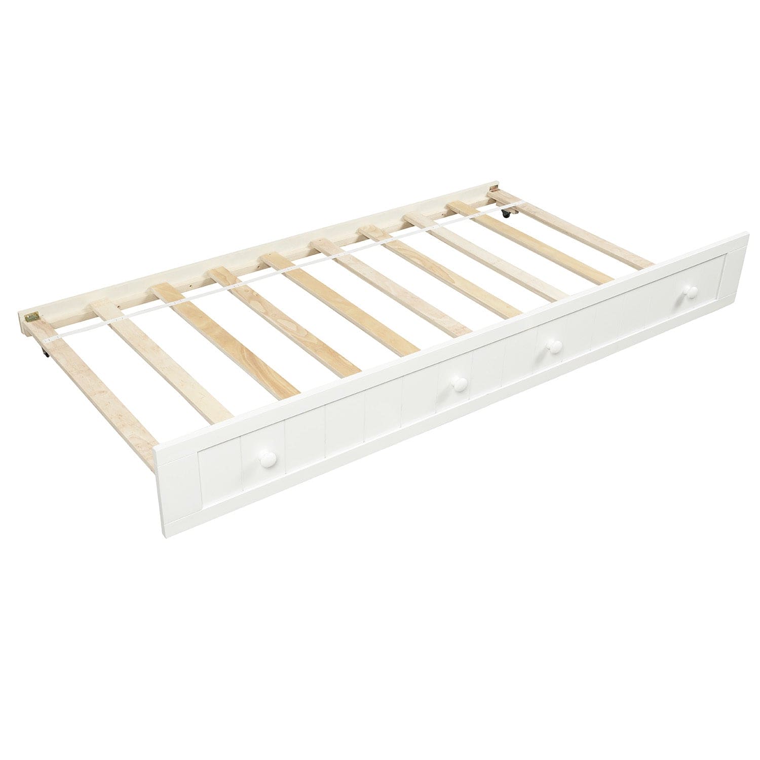 Twin Wooden Daybed with Trundle Bed, Sofa Bed for Bedroom Living Room,White