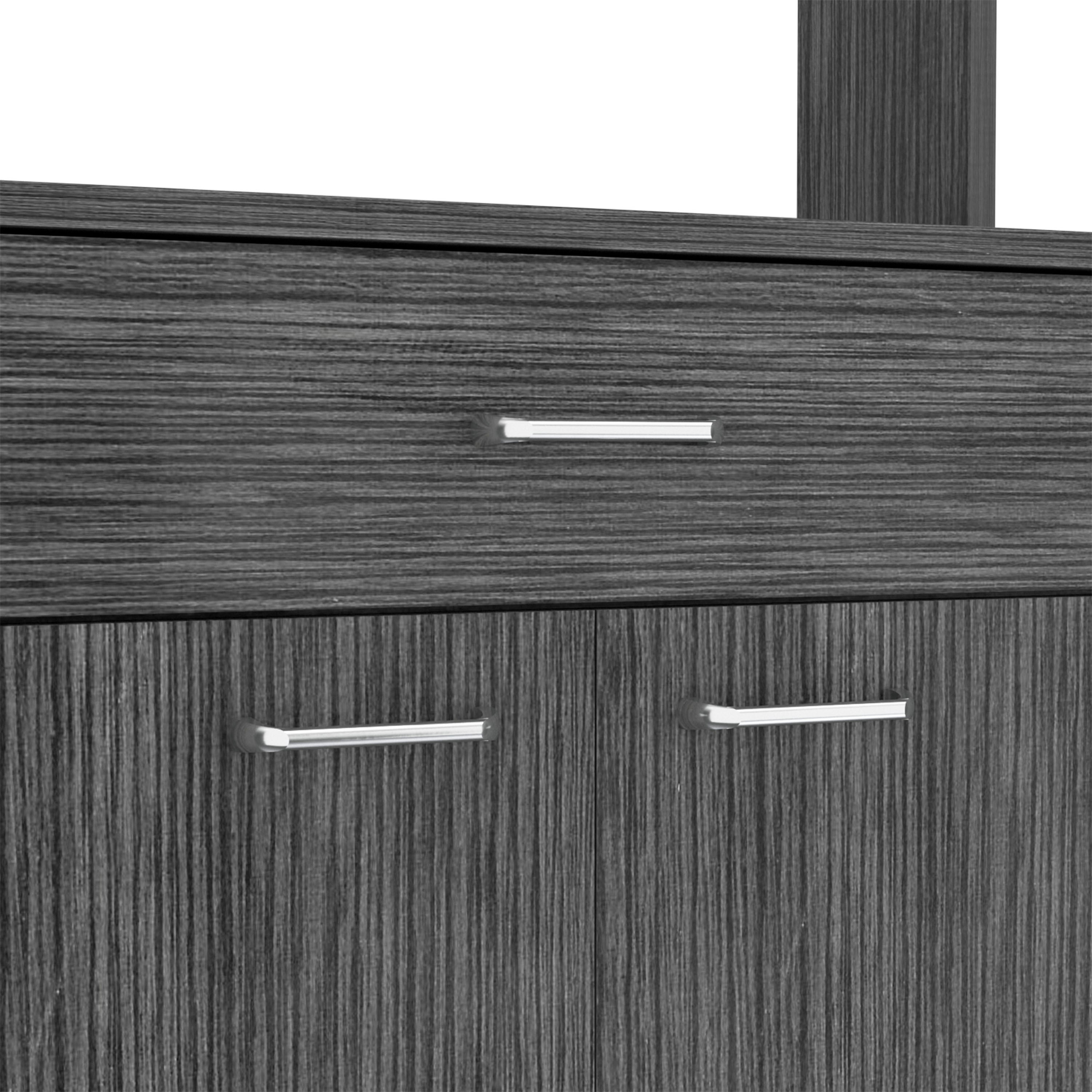 Pantry Piacenza,Two Double Door Cabinet, Smokey Oak Finish