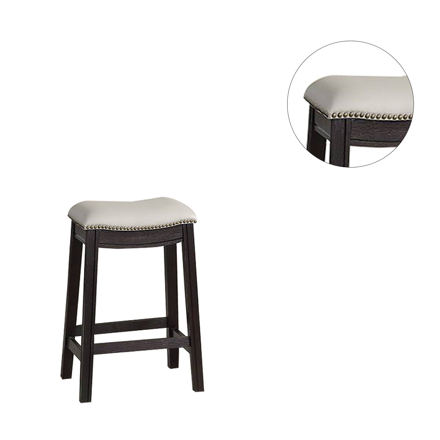 Grey PU Upholstery Counter Stool, Set of 2