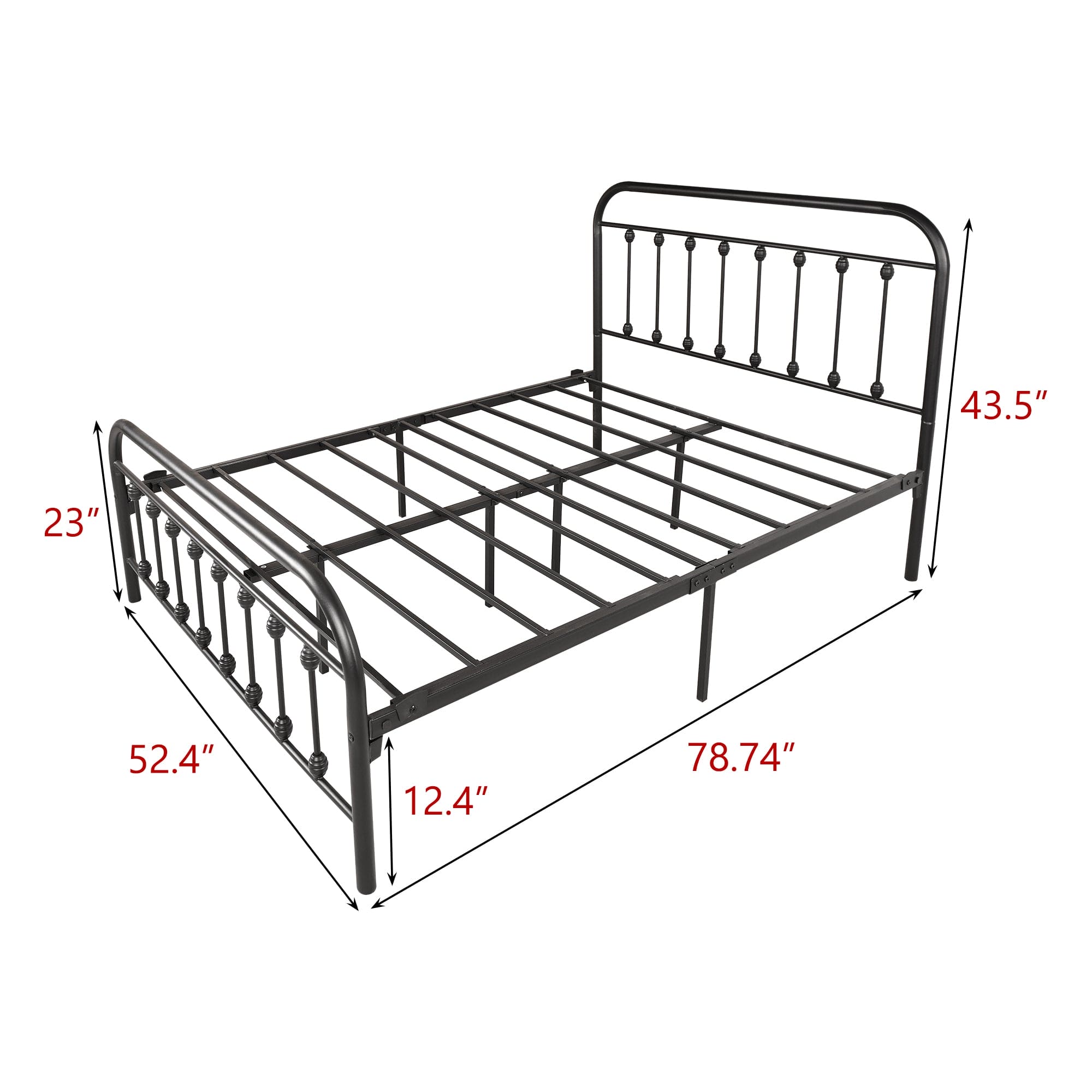 FULL Metal Platform Bed Frame with Headboard / Strong Slat Support / No Box Spring Needed / Easy Assembly BLACK