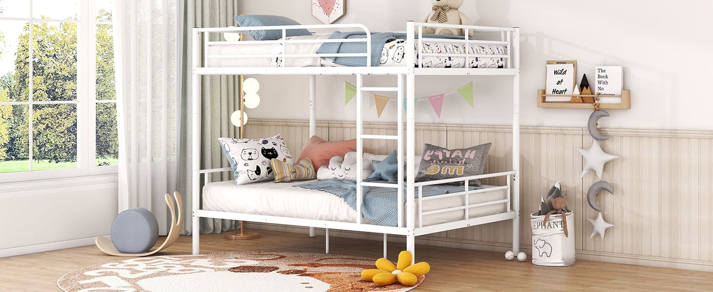 Full Over Full Metal Bunk Bed, White