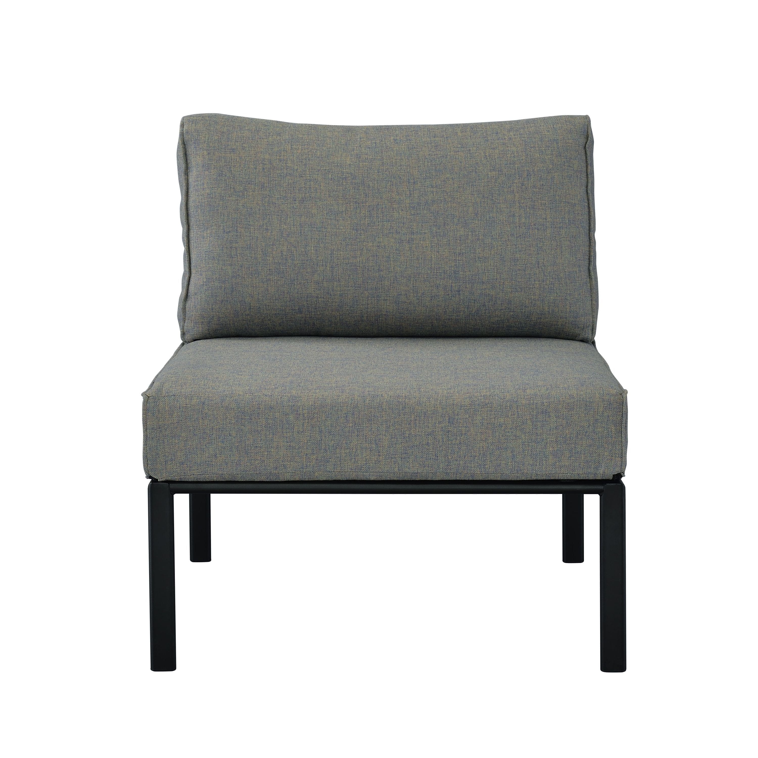 ACME Rajni Patio-Armless Chair, Gray Fabric & Black Finish OT01762